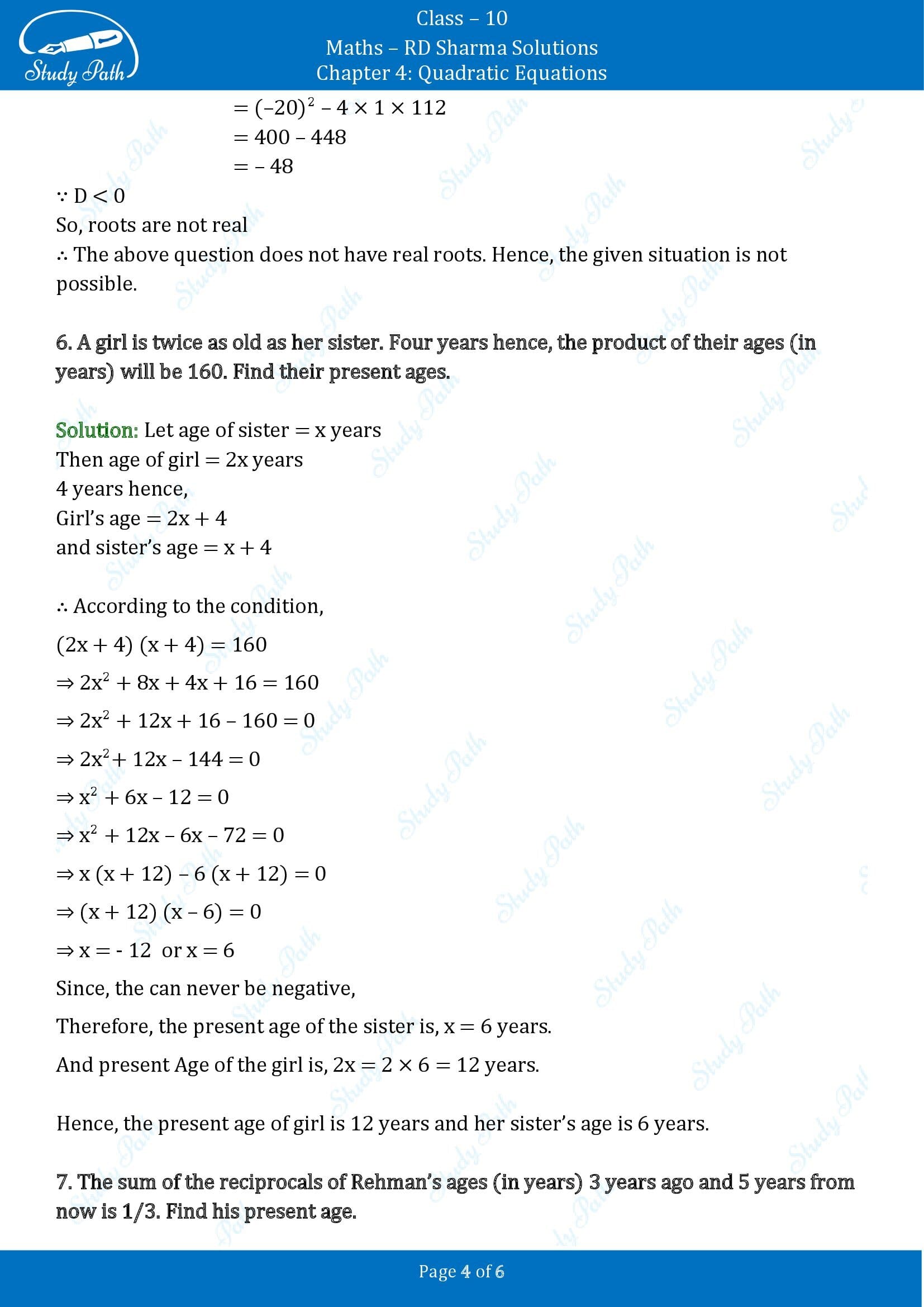 RD Sharma Solutions Class 10 Chapter 4 Quadratic Equations Exercise 4.8 00004