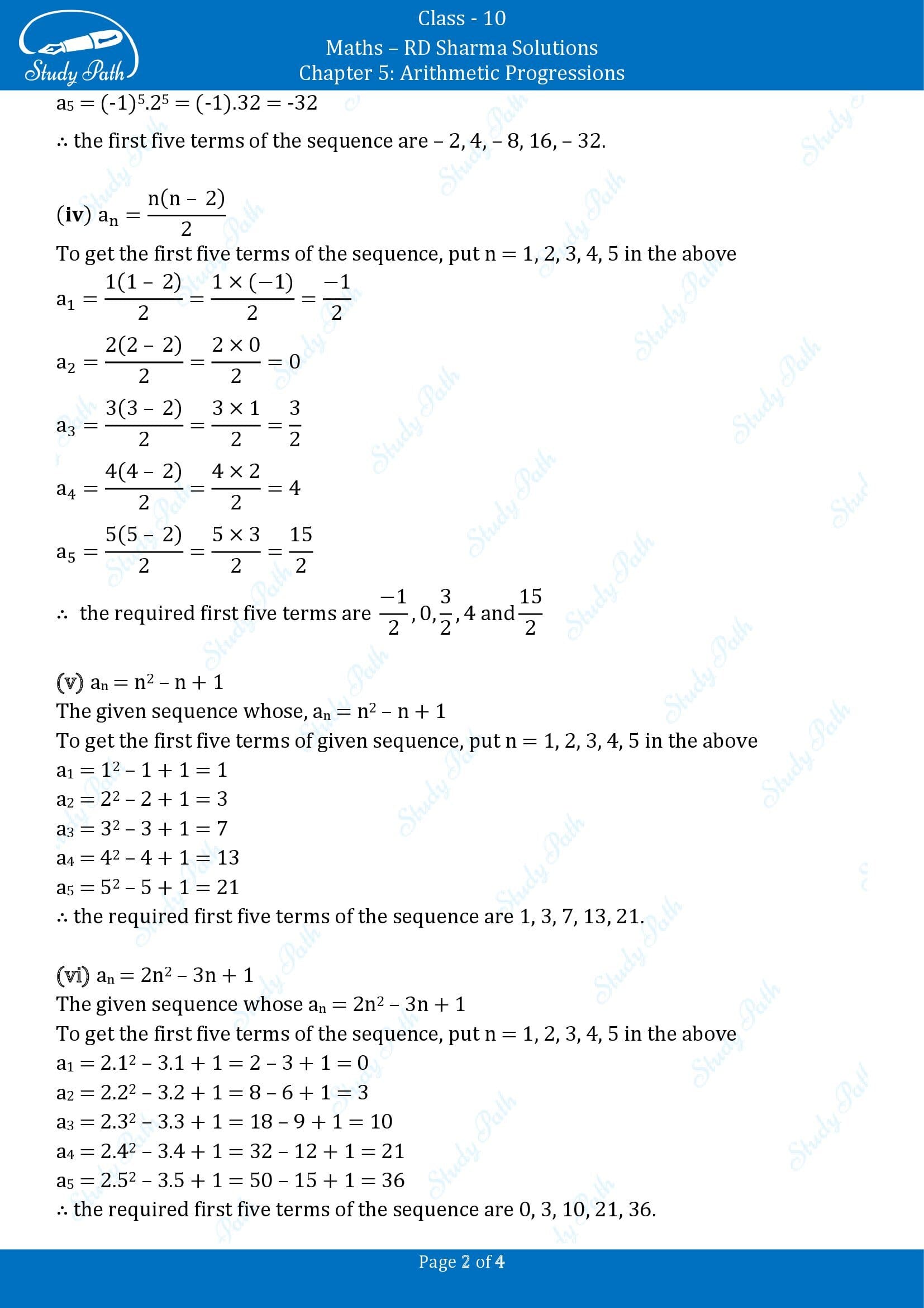 RD Sharma Solutions Class 10 Chapter 5 Arithmetic Progressions Exercise 5.1 00002