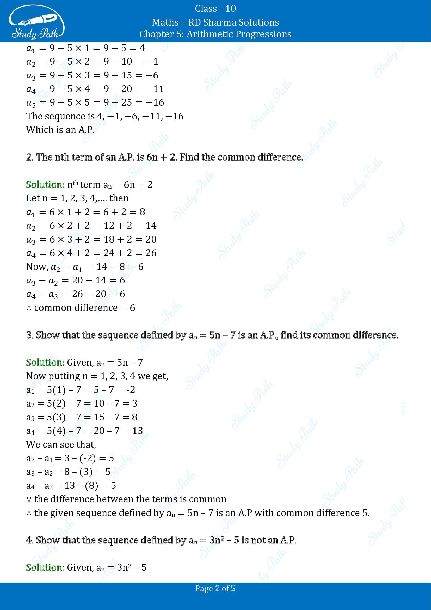 RD Sharma Solutions Class 10 Chapter 5 Arithmetic Progressions Exercise 5.2 00002