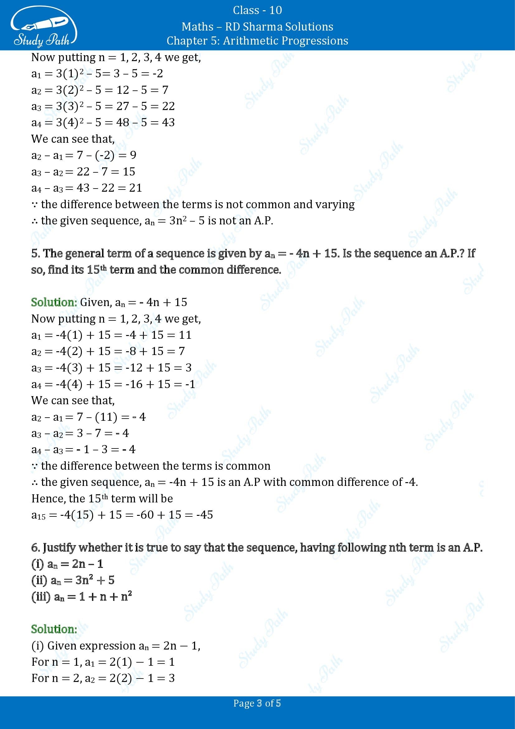 RD Sharma Solutions Class 10 Chapter 5 Arithmetic Progressions Exercise 5.2 00003