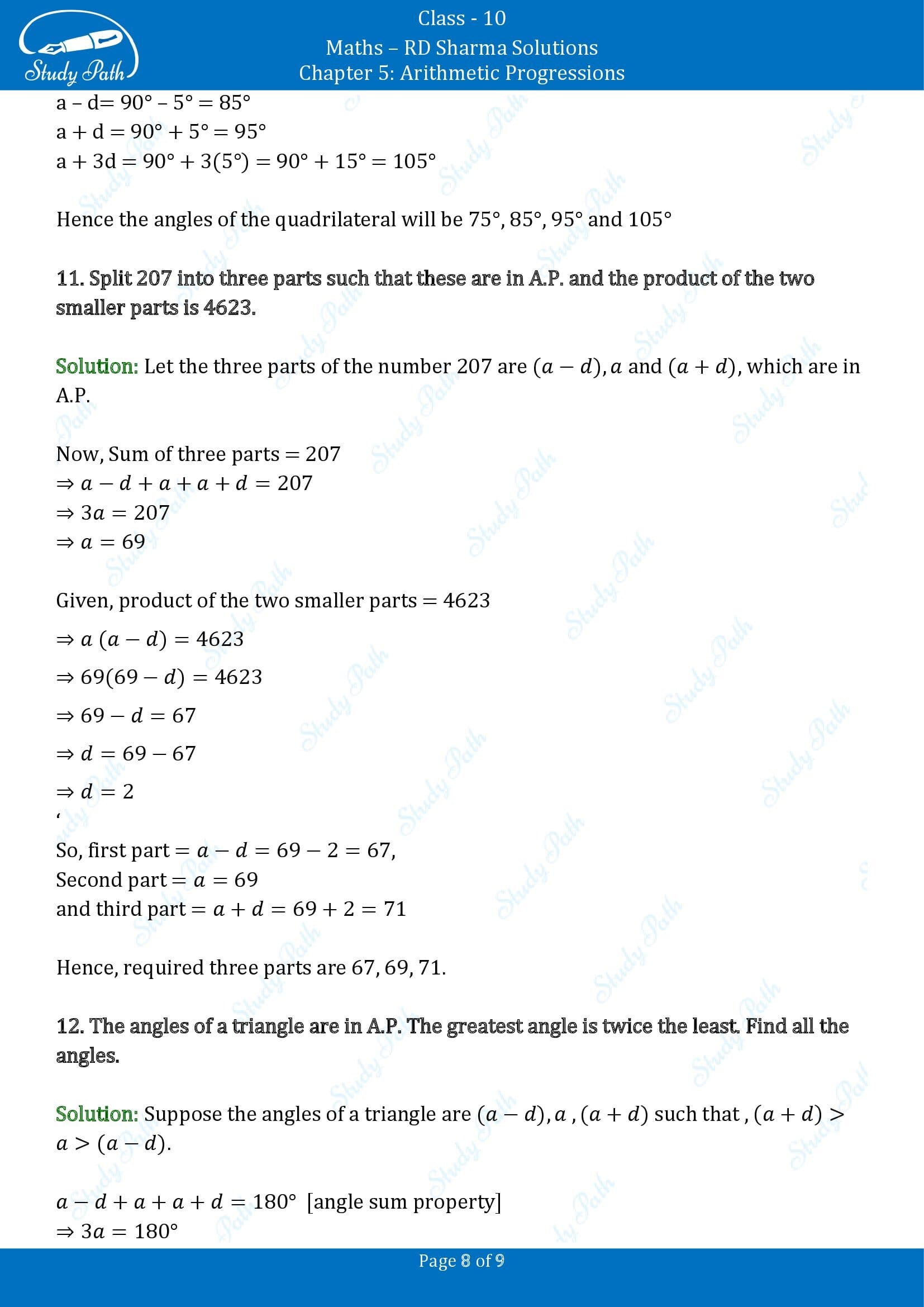 RD Sharma Solutions Class 10 Chapter 5 Arithmetic Progressions Exercise 5.5 00008