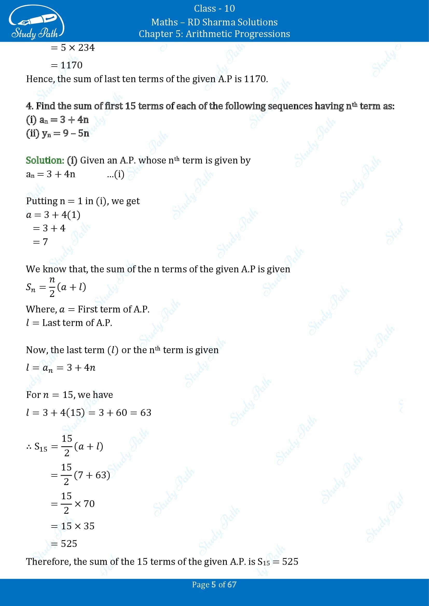 RD Sharma Solutions Class 10 Chapter 5 Arithmetic Progressions Exercise 5.6 00005