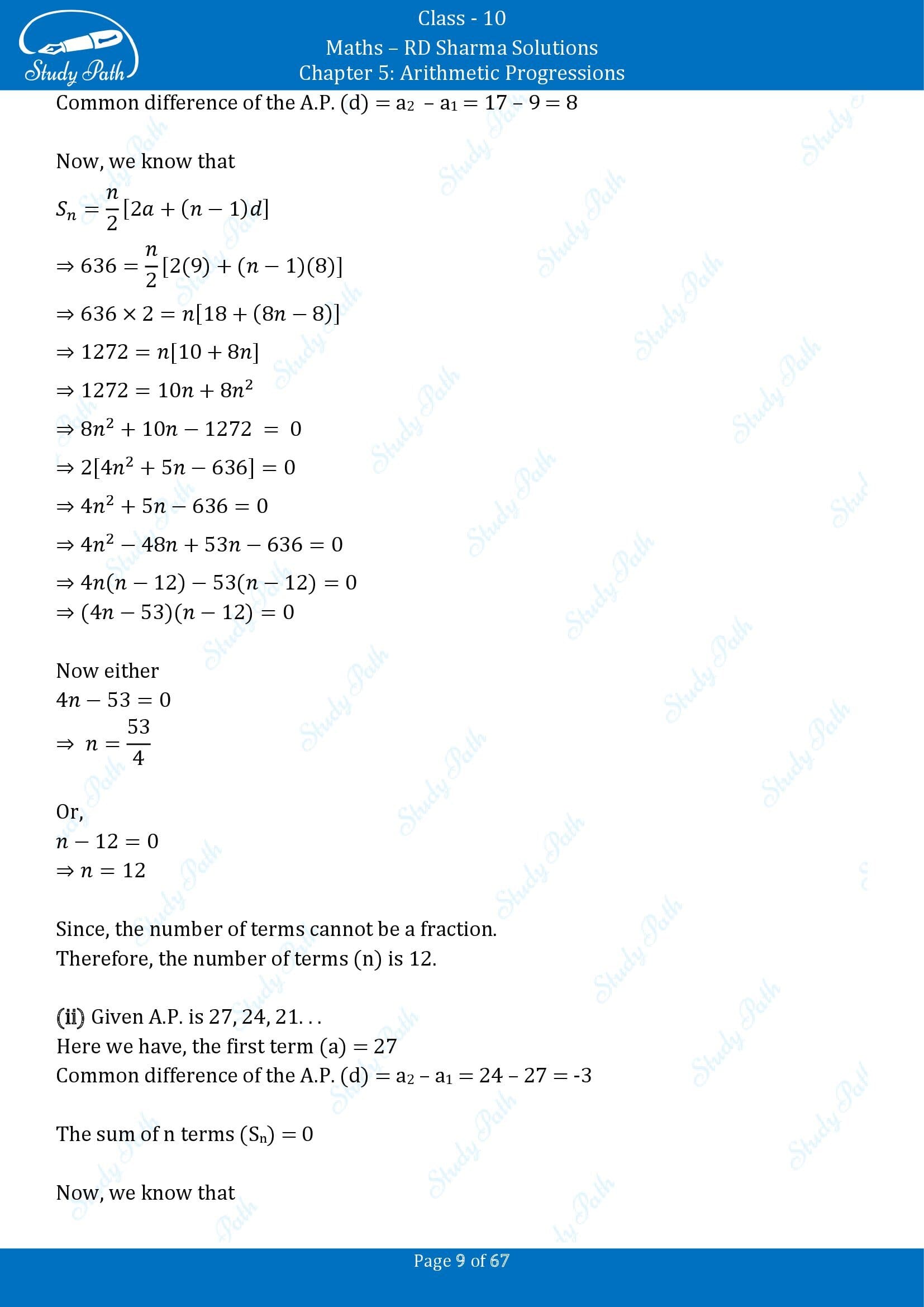 RD Sharma Solutions Class 10 Chapter 5 Arithmetic Progressions Exercise 5.6 00009