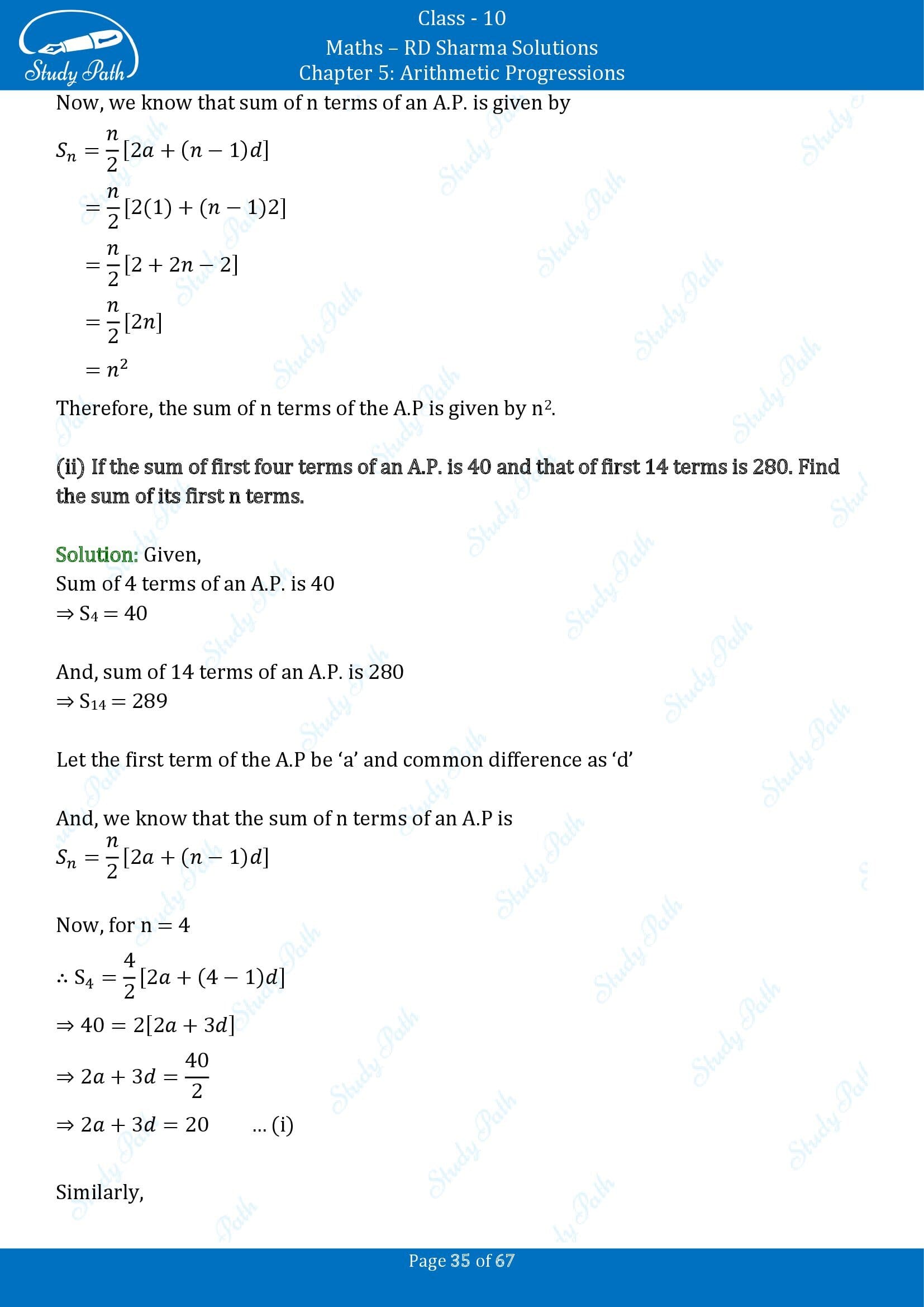 RD Sharma Solutions Class 10 Chapter 5 Arithmetic Progressions Exercise 5.6 00035