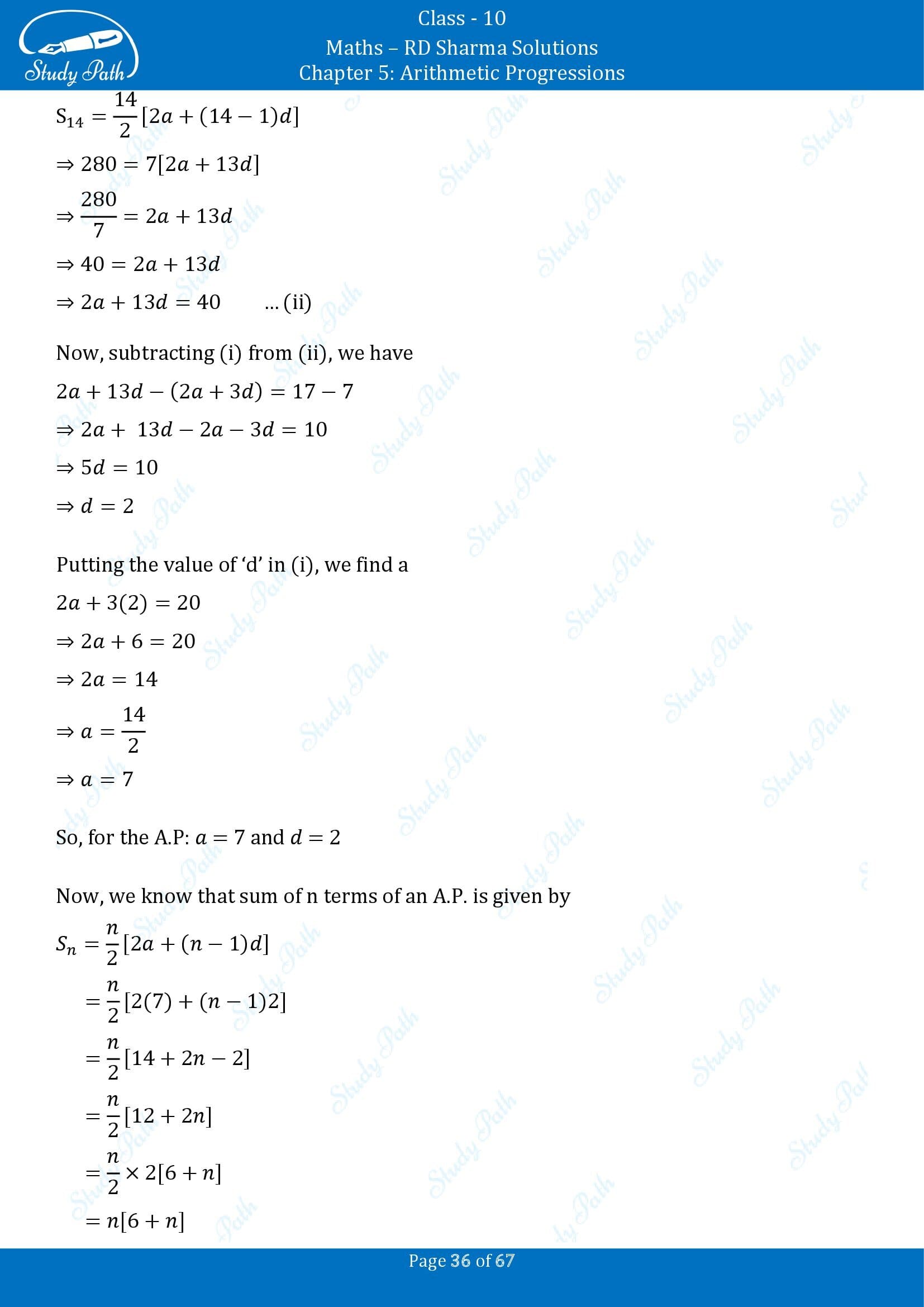 RD Sharma Solutions Class 10 Chapter 5 Arithmetic Progressions Exercise 5.6 00036