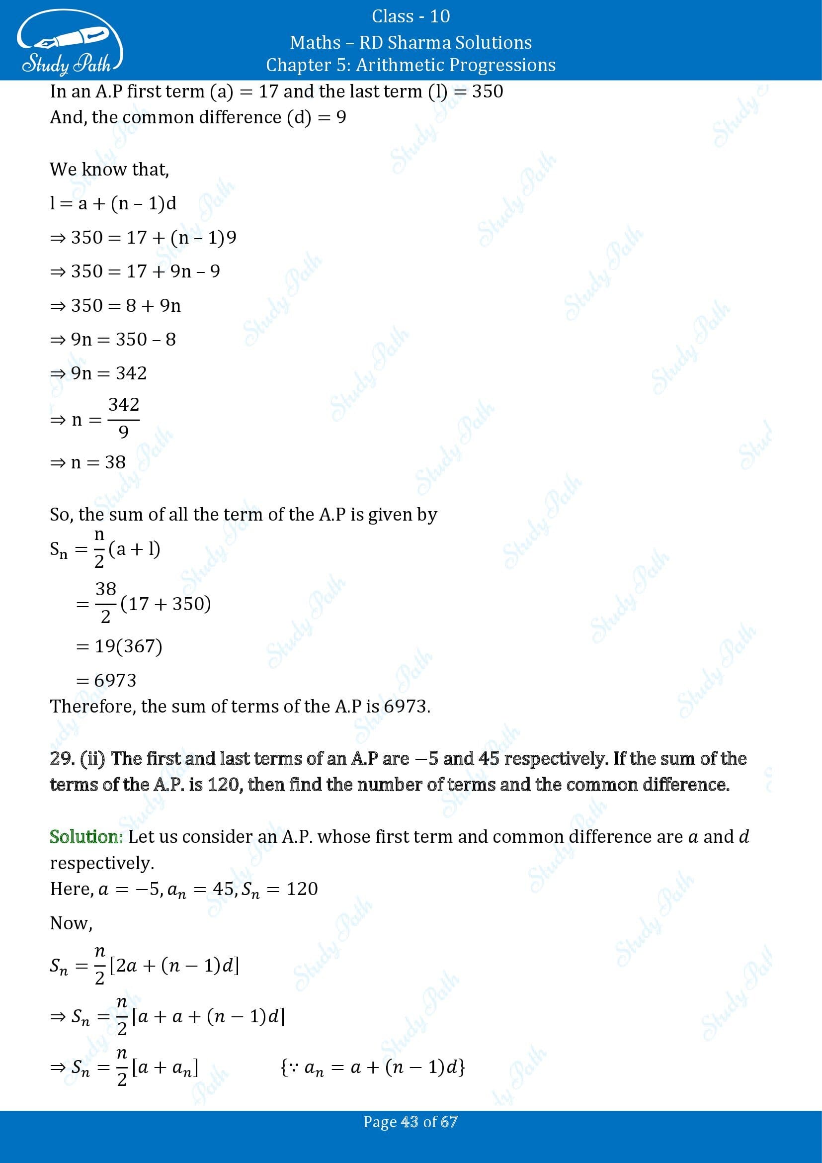 RD Sharma Solutions Class 10 Chapter 5 Arithmetic Progressions Exercise 5.6 00043