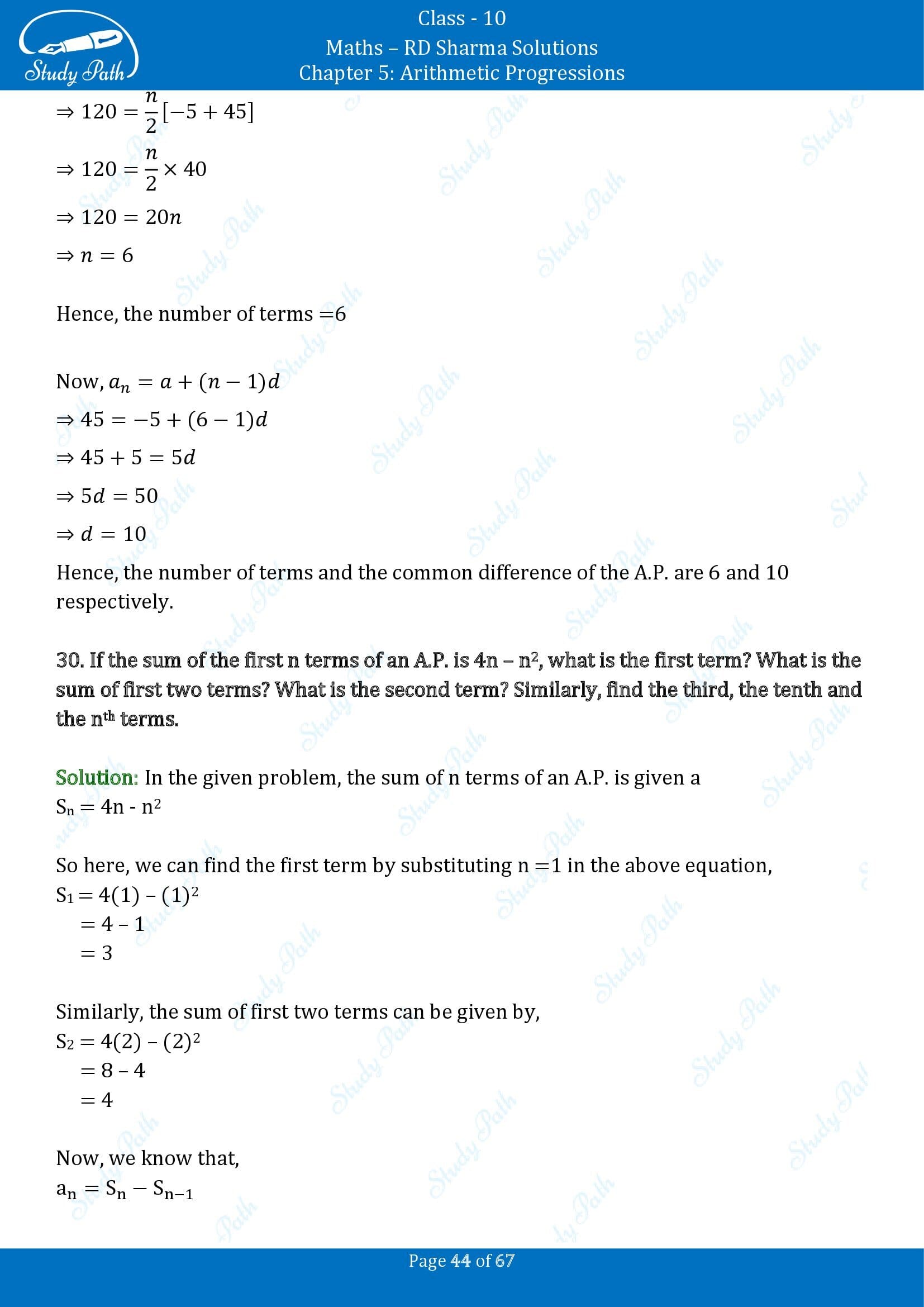 RD Sharma Solutions Class 10 Chapter 5 Arithmetic Progressions Exercise 5.6 00044