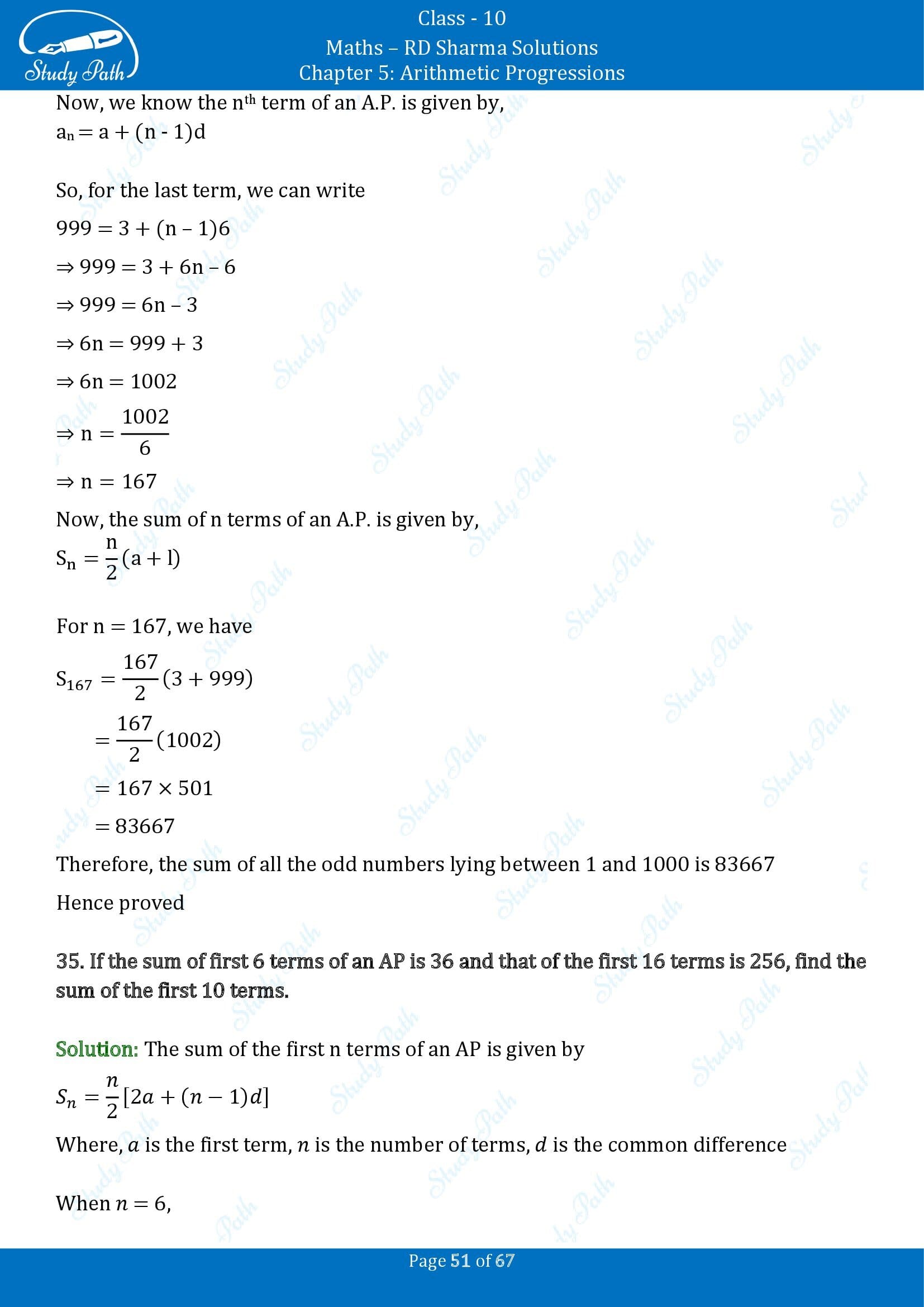 RD Sharma Solutions Class 10 Chapter 5 Arithmetic Progressions Exercise 5.6 00051