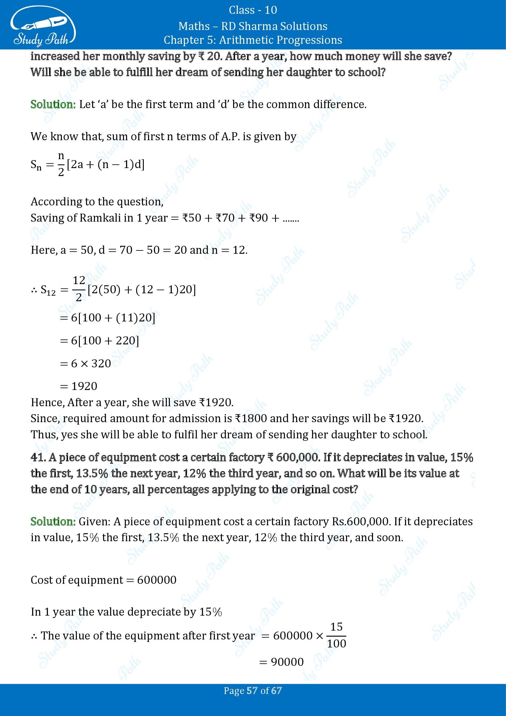 RD Sharma Solutions Class 10 Chapter 5 Arithmetic Progressions Exercise 5.6 00057