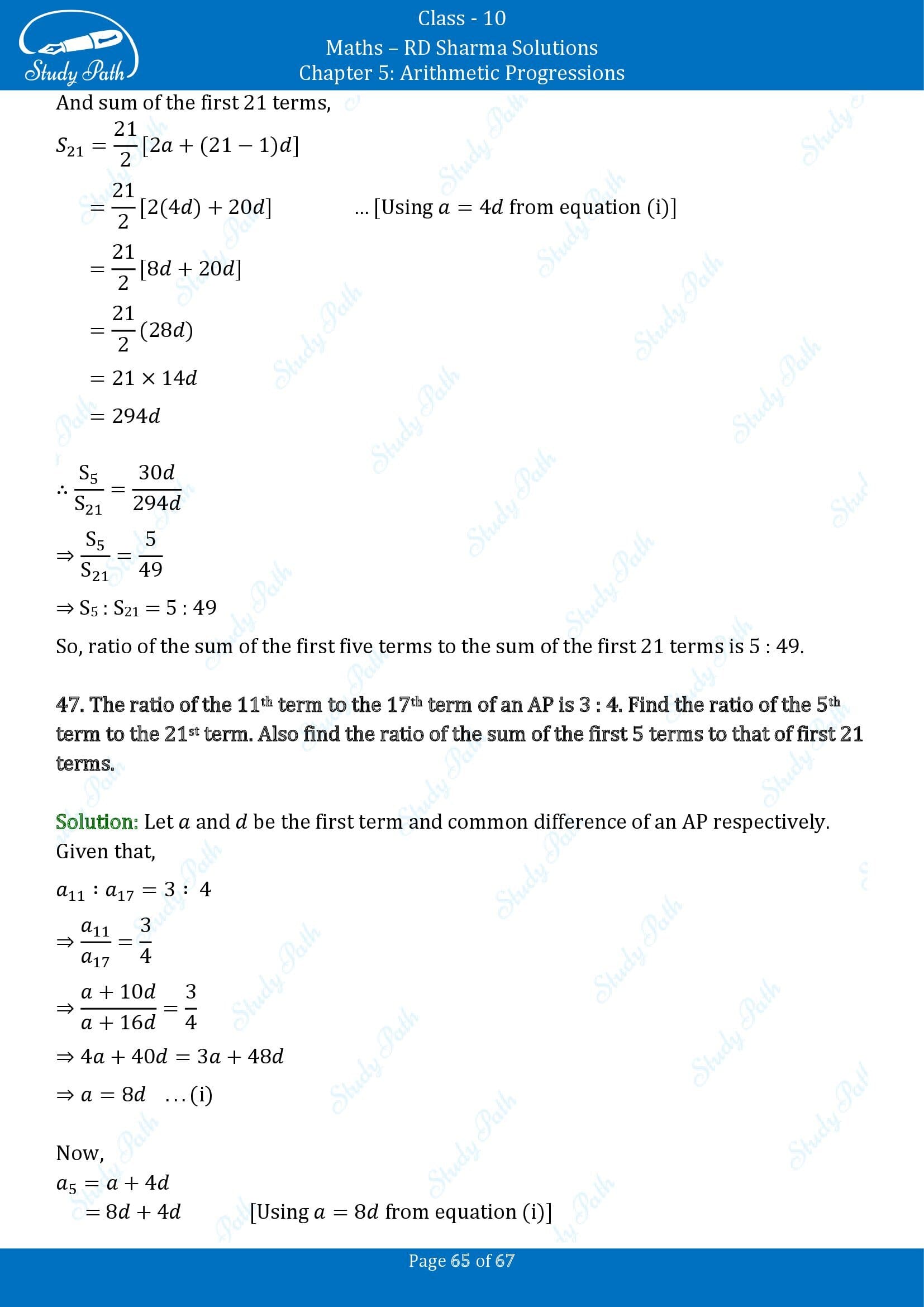 RD Sharma Solutions Class 10 Chapter 5 Arithmetic Progressions Exercise 5.6 00065