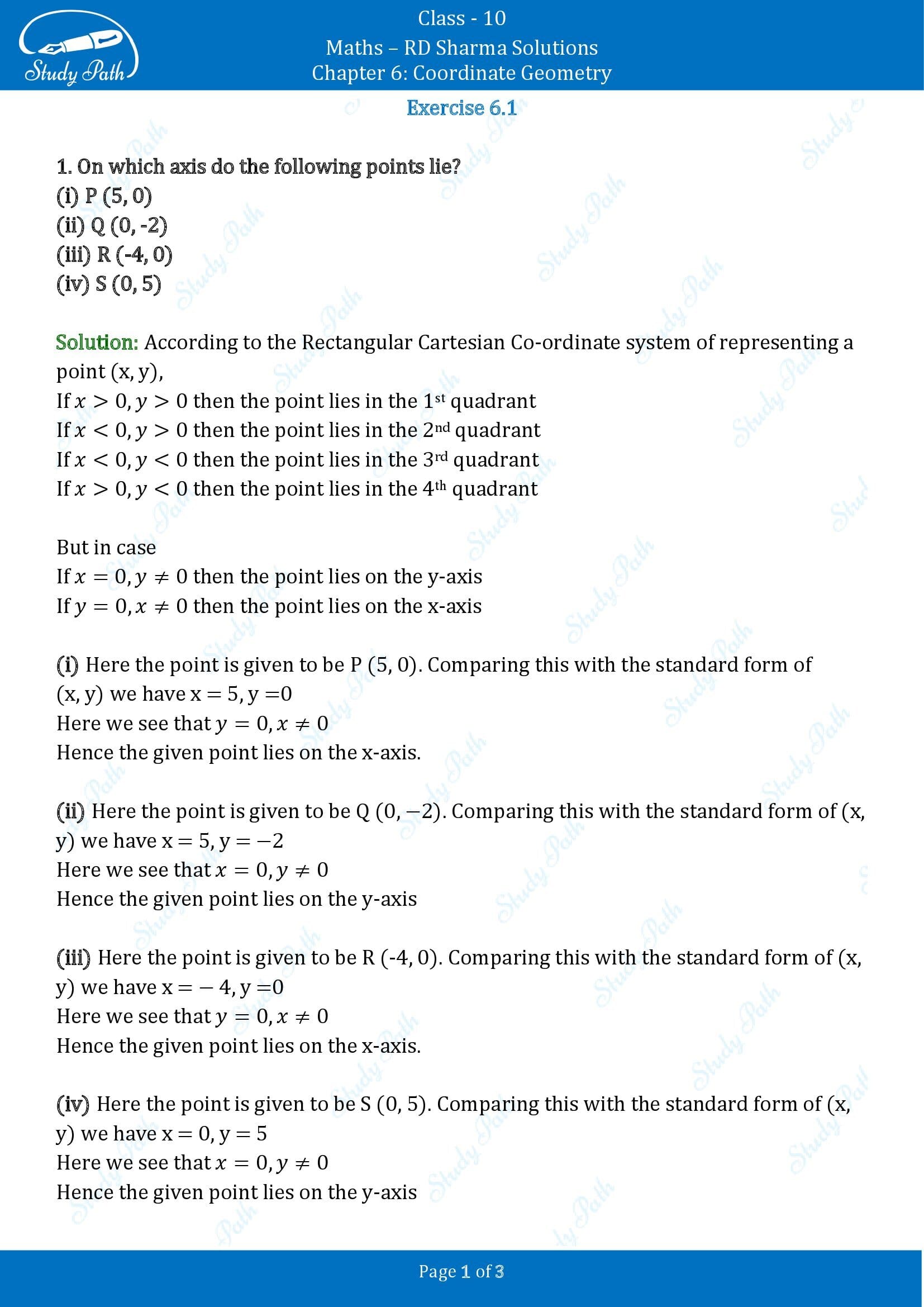 RD Sharma Solutions Class 10 Chapter 6 Coordinate Geometry Exercise 6.1 0001