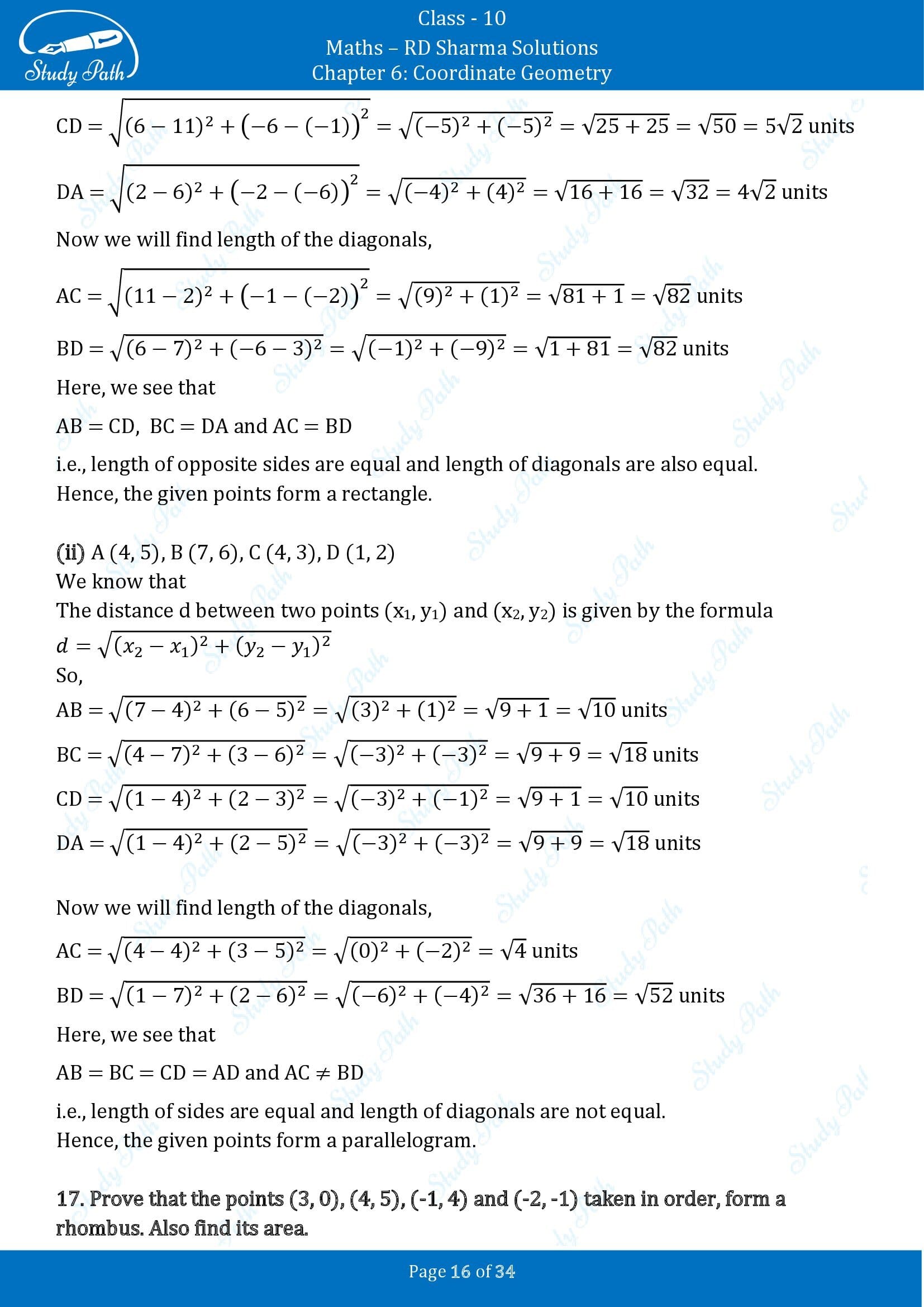 RD Sharma Solutions Class 10 Chapter 6 Coordinate Geometry Exercise 6.2 00016