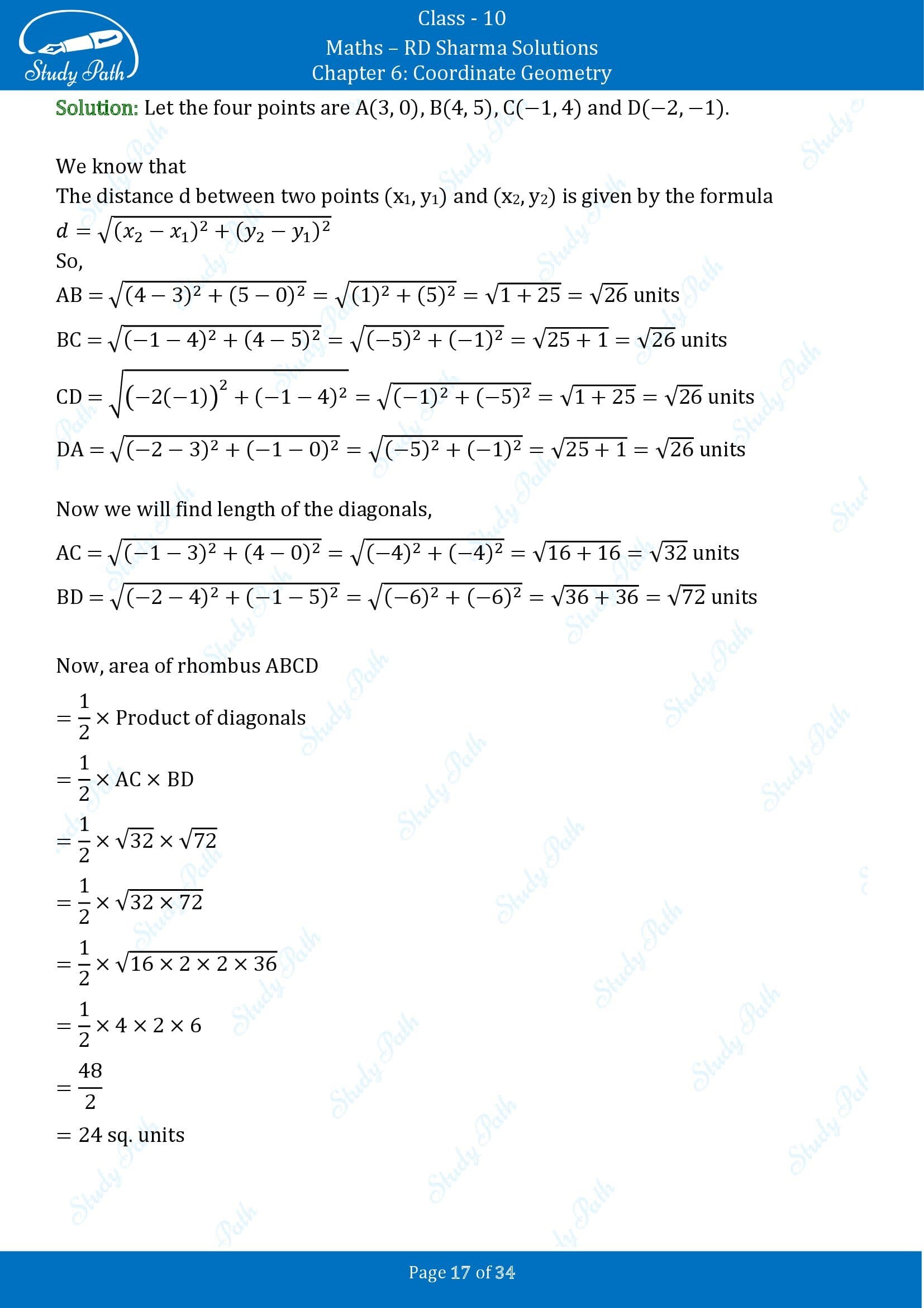 RD Sharma Solutions Class 10 Chapter 6 Coordinate Geometry Exercise 6.2 00017