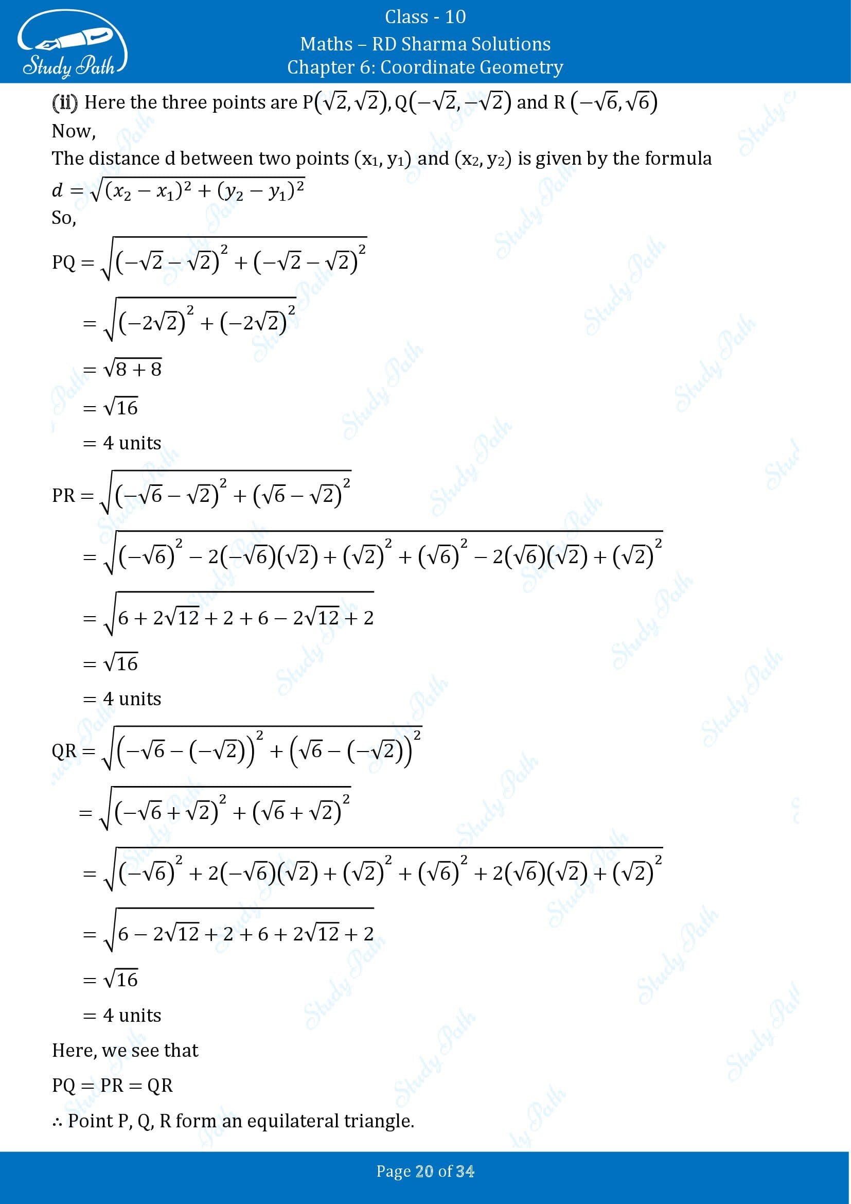 RD Sharma Solutions Class 10 Chapter 6 Coordinate Geometry Exercise 6.2 00020