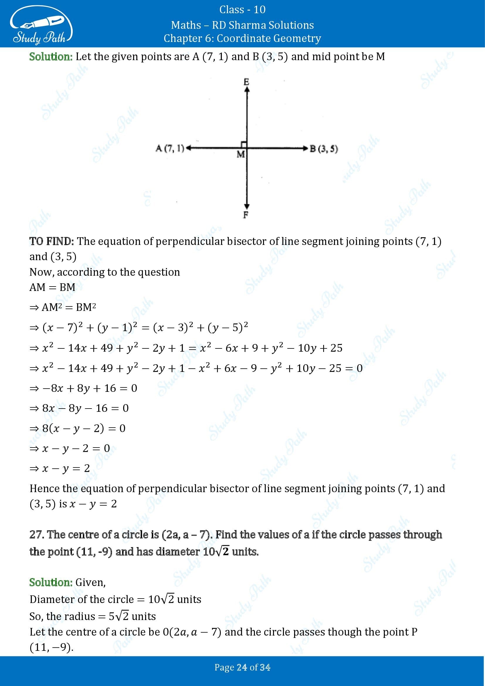 RD Sharma Solutions Class 10 Chapter 6 Coordinate Geometry Exercise 6.2 00024