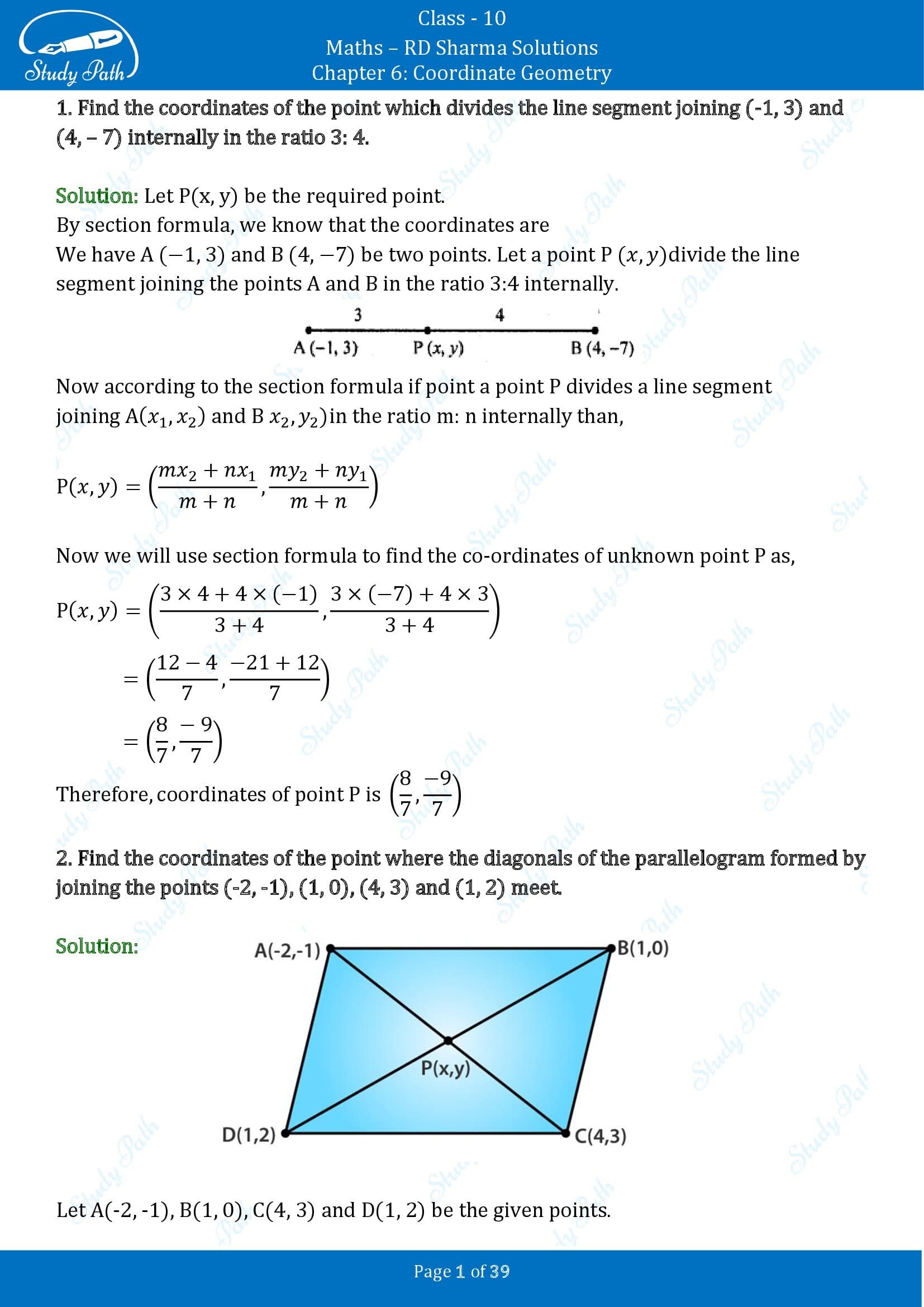 RD Sharma Solutions Class 10 Chapter 6 Coordinate Geometry Exercise 6.3 00001