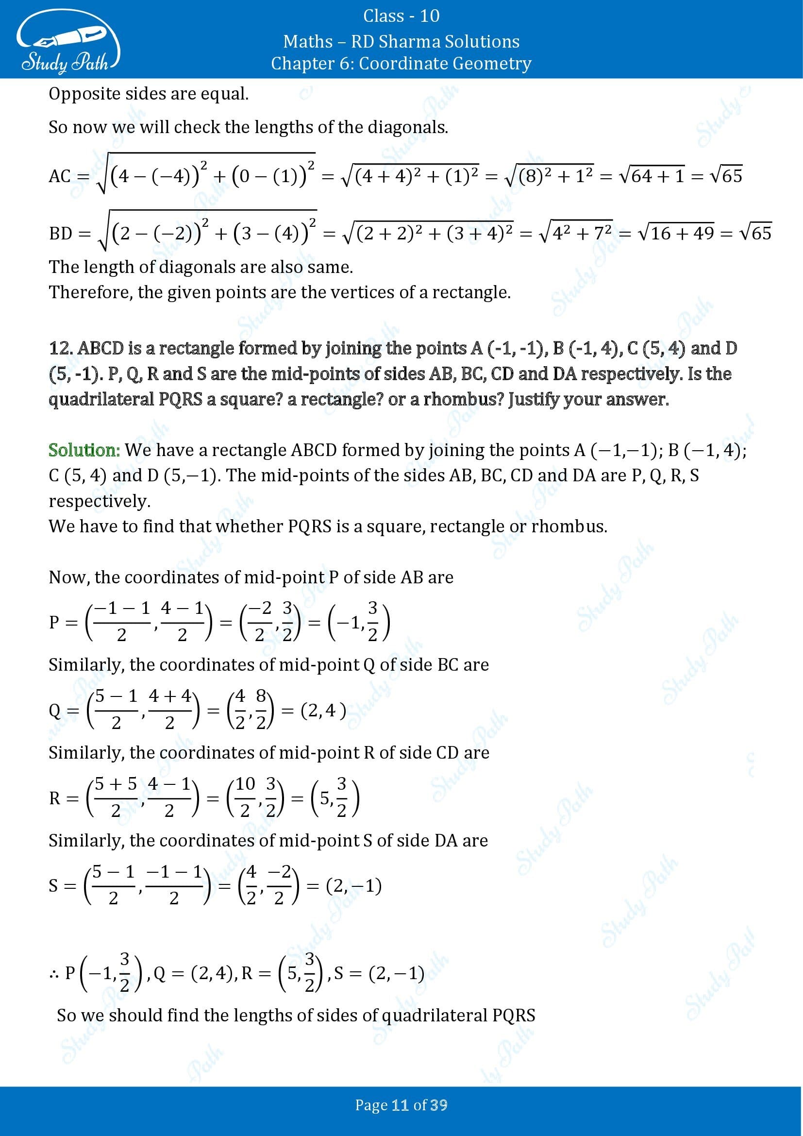 RD Sharma Solutions Class 10 Chapter 6 Coordinate Geometry Exercise 6.3 00011