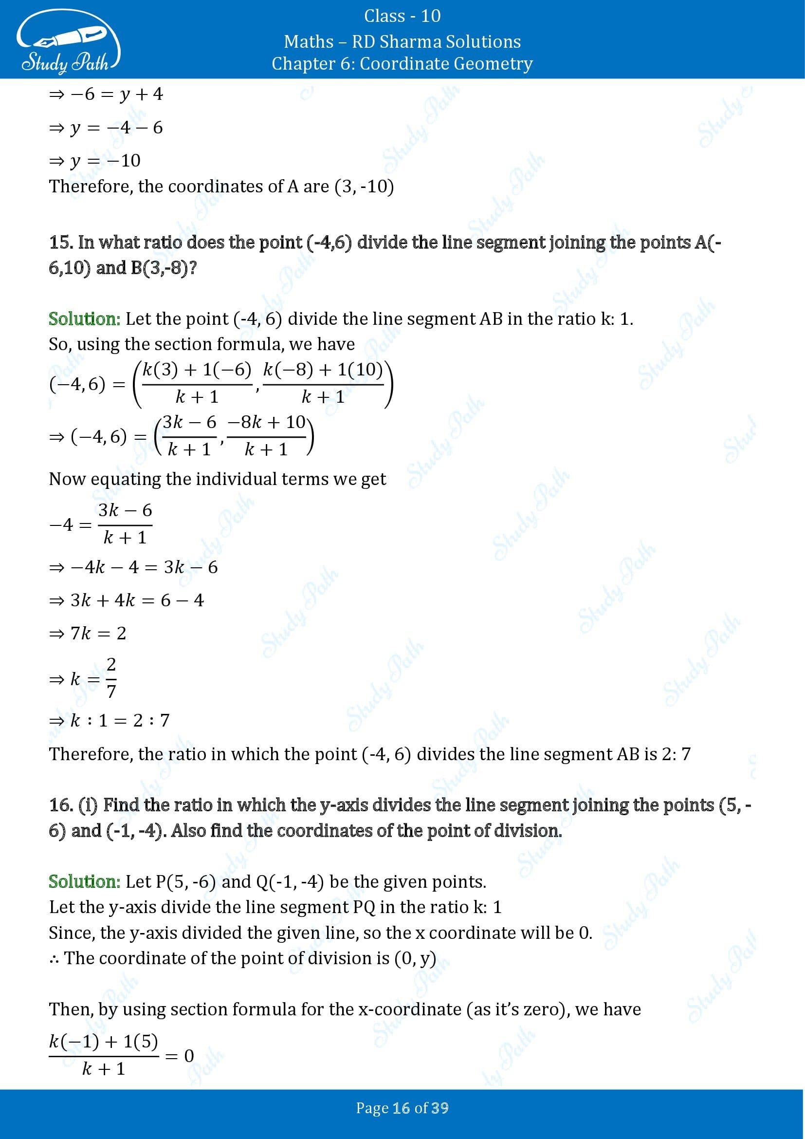 RD Sharma Solutions Class 10 Chapter 6 Coordinate Geometry Exercise 6.3 00016