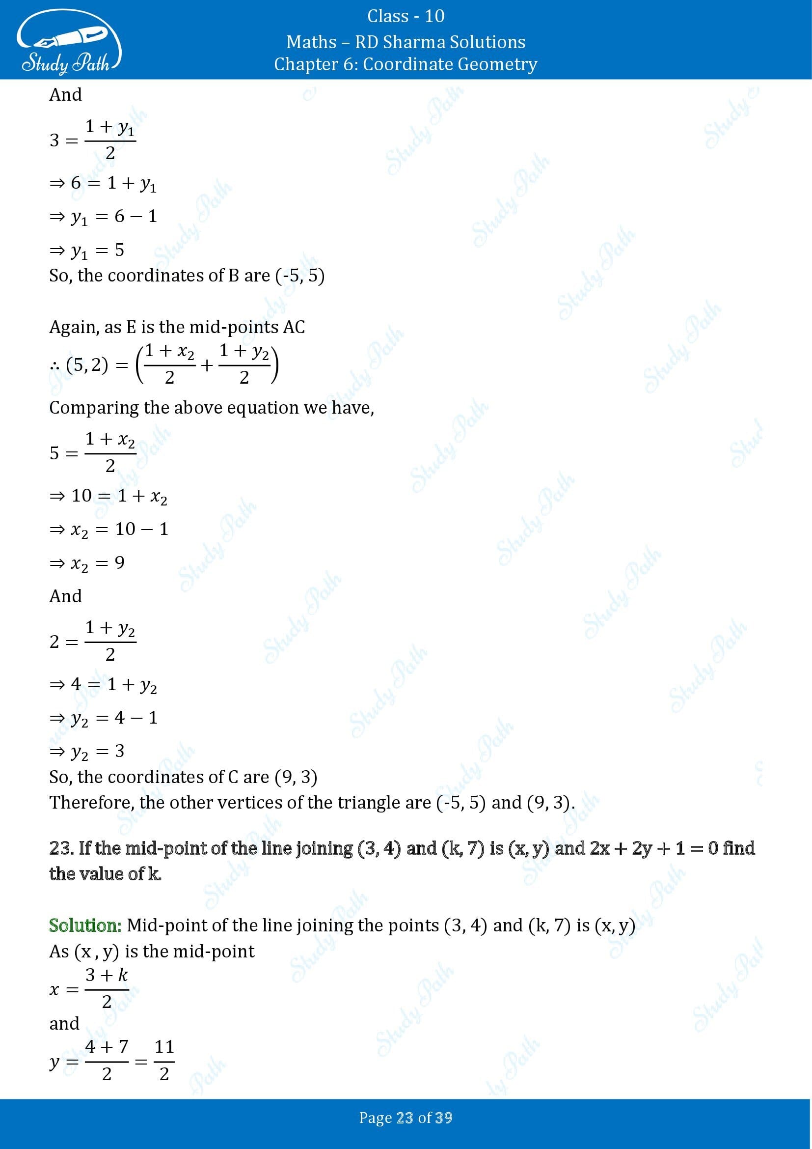 RD Sharma Solutions Class 10 Chapter 6 Coordinate Geometry Exercise 6.3 00023