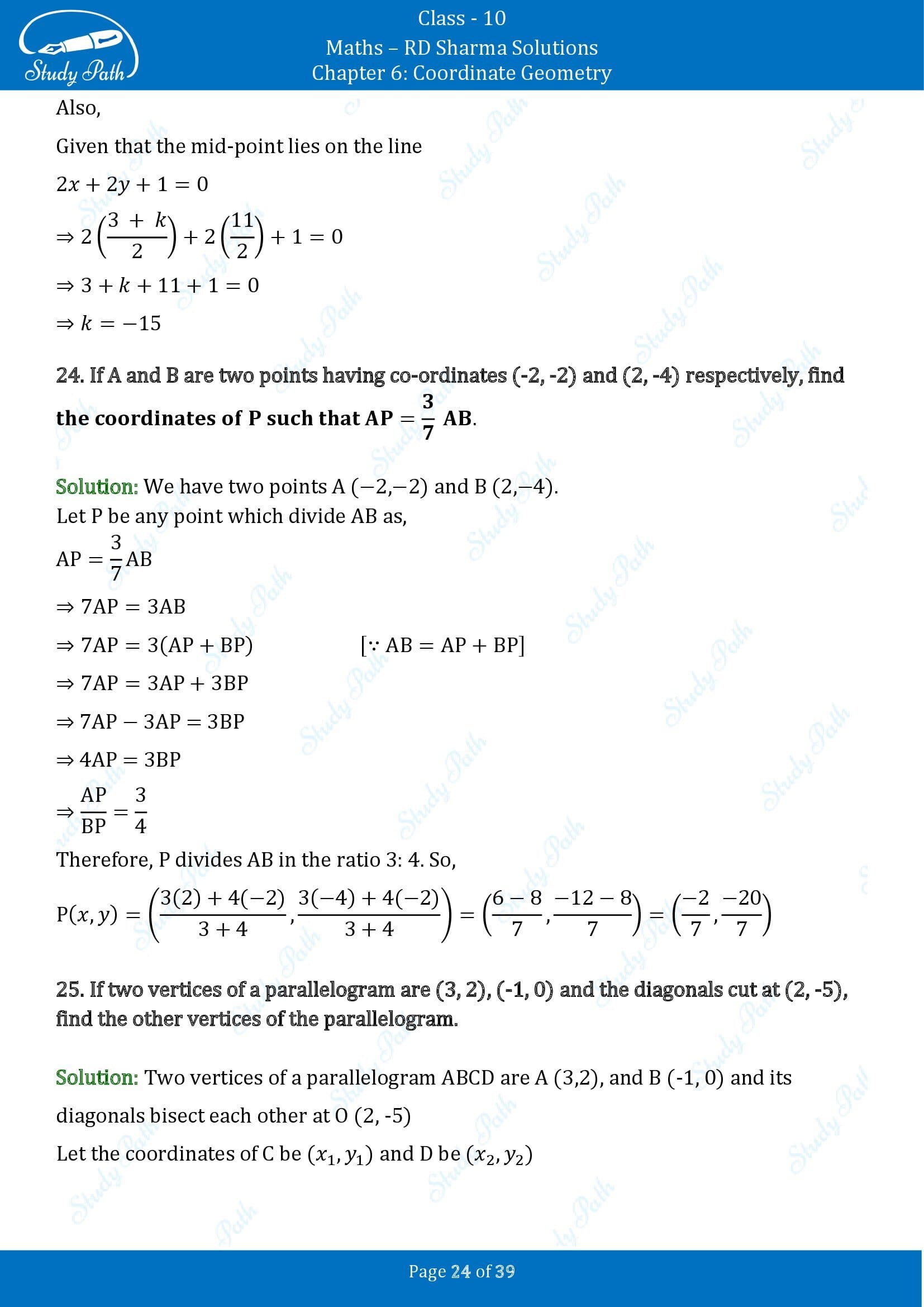 RD Sharma Solutions Class 10 Chapter 6 Coordinate Geometry Exercise 6.3 00024