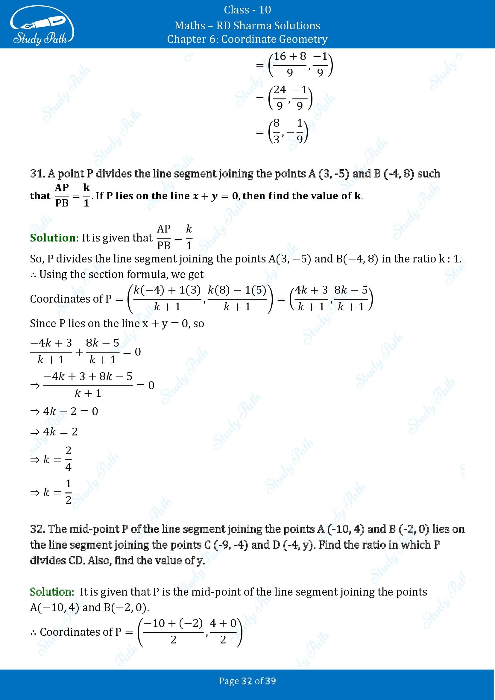 RD Sharma Solutions Class 10 Chapter 6 Coordinate Geometry Exercise 6.3 00032