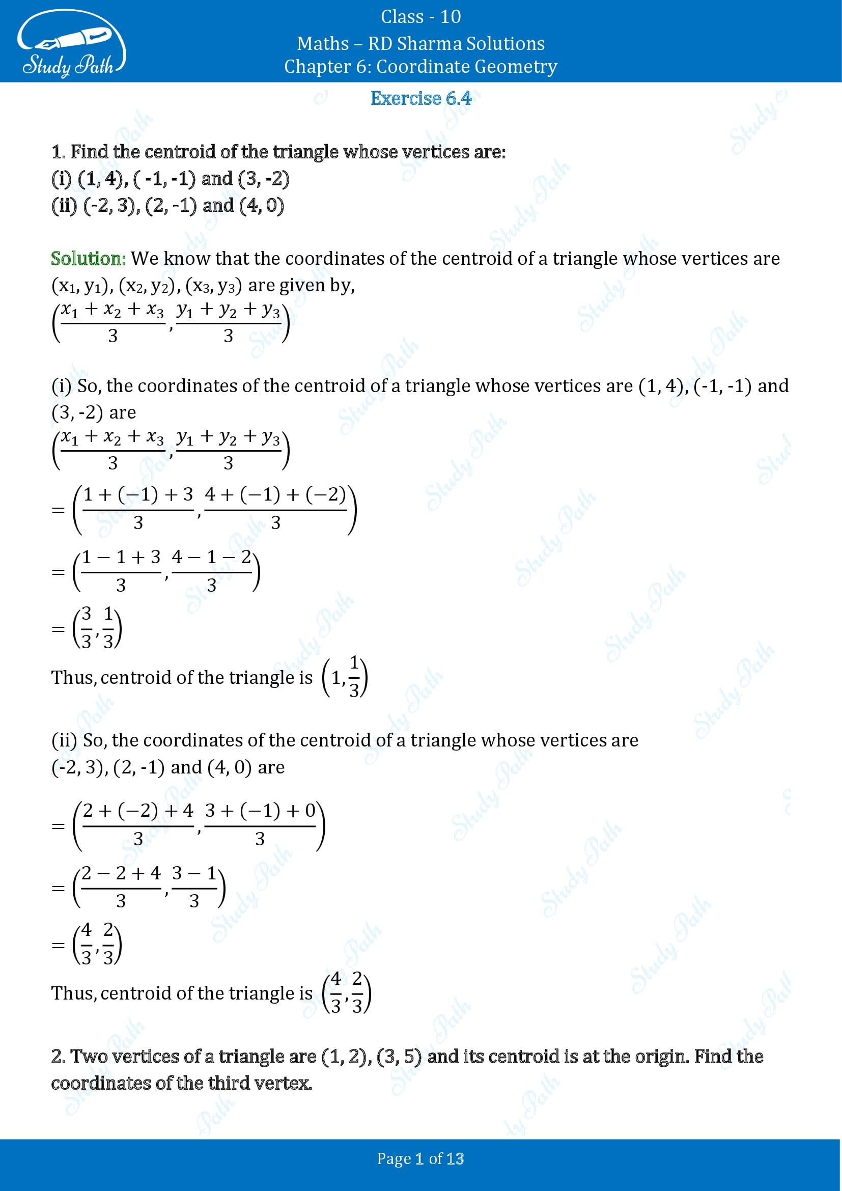 RD Sharma Solutions Class 10 Chapter 6 Coordinate Geometry Exercise 6.4 00001