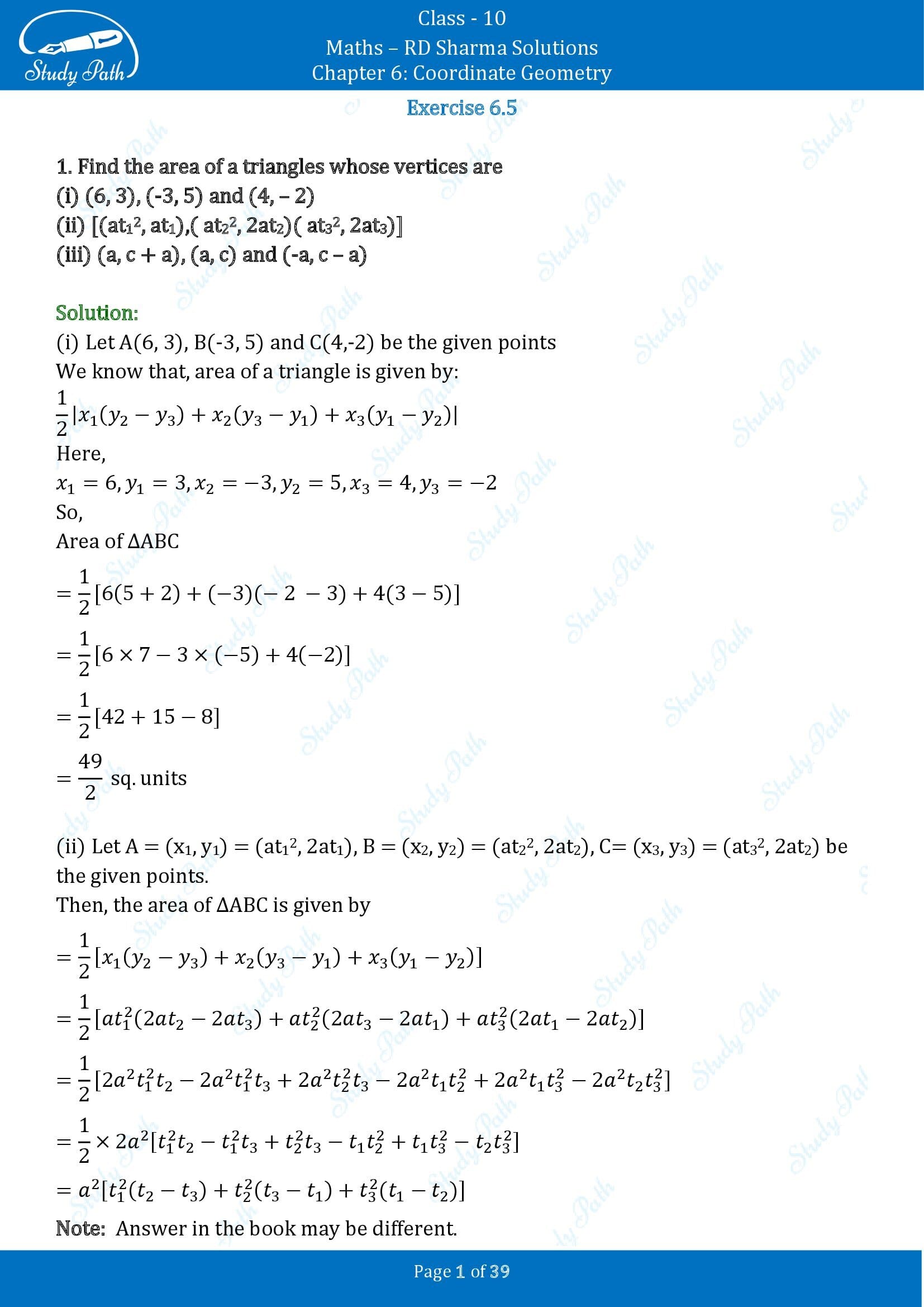 RD Sharma Solutions Class 10 Chapter 6 Coordinate Geometry Exercise 6.5 00001