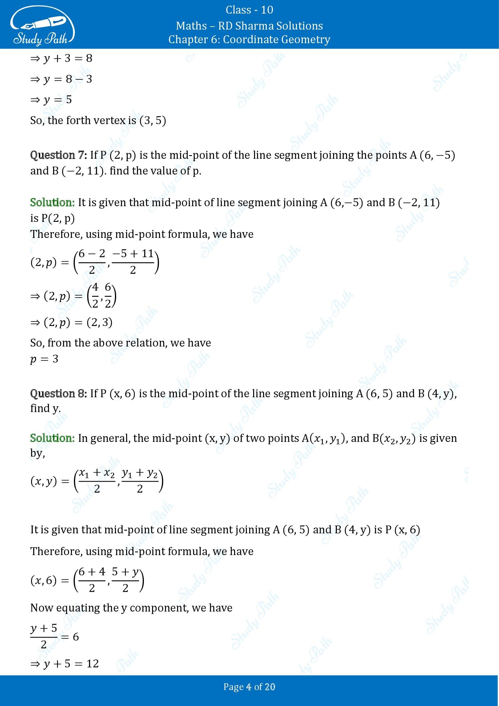 RD Sharma Solutions Class 10 Chapter 6 Coordinate Geometry Very Short Answer Type Questions VSAQs 00004