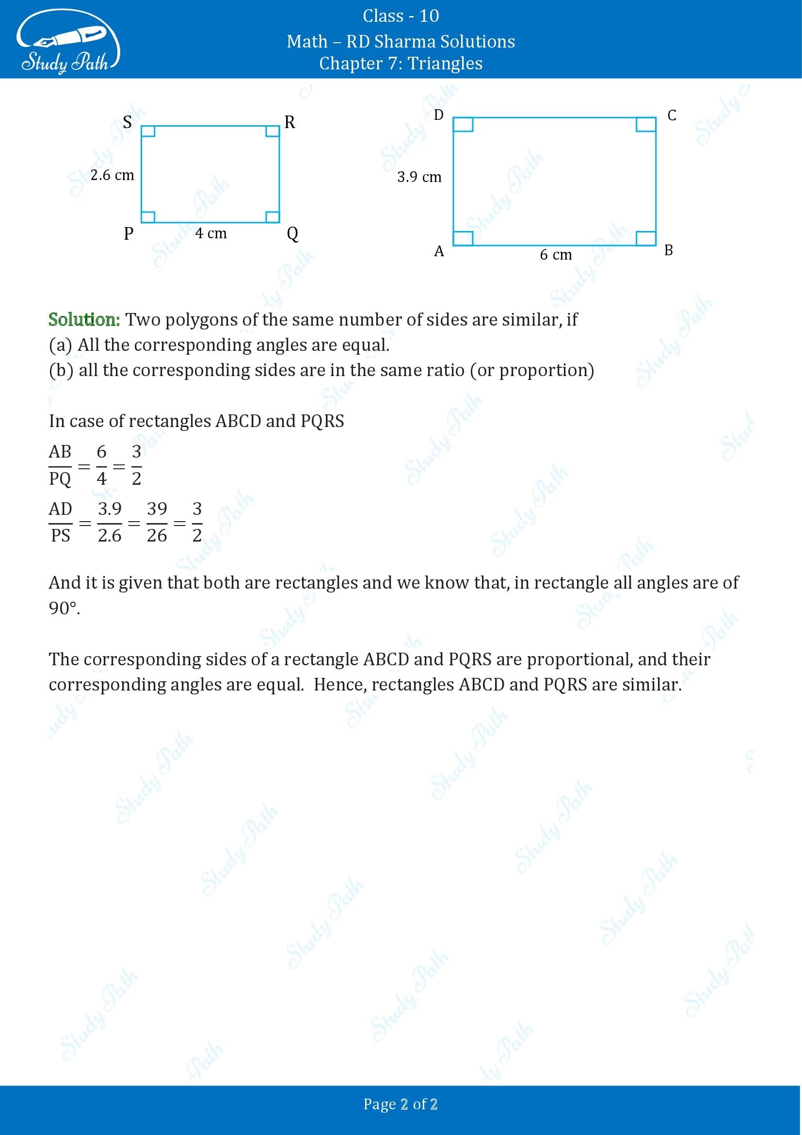 RD Sharma Solutions Class 10 Chapter 7 Triangles Exercise 7.1 00002