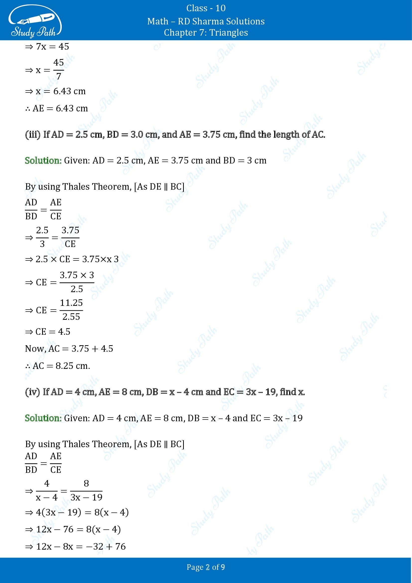 RD Sharma Solutions Class 10 Chapter 7 Triangles Exercise 7.2 00002