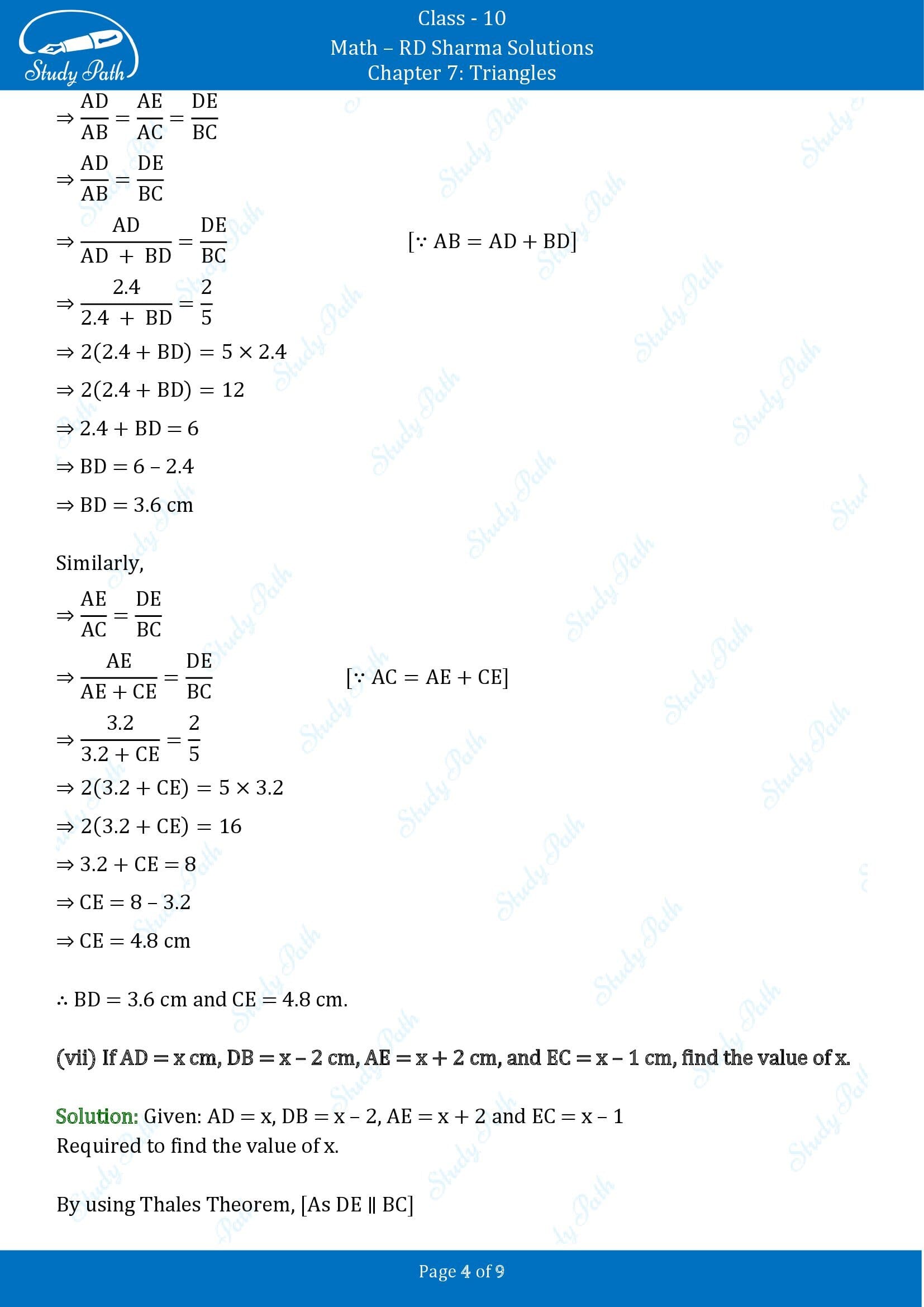 RD Sharma Solutions Class 10 Chapter 7 Triangles Exercise 7.2 00004