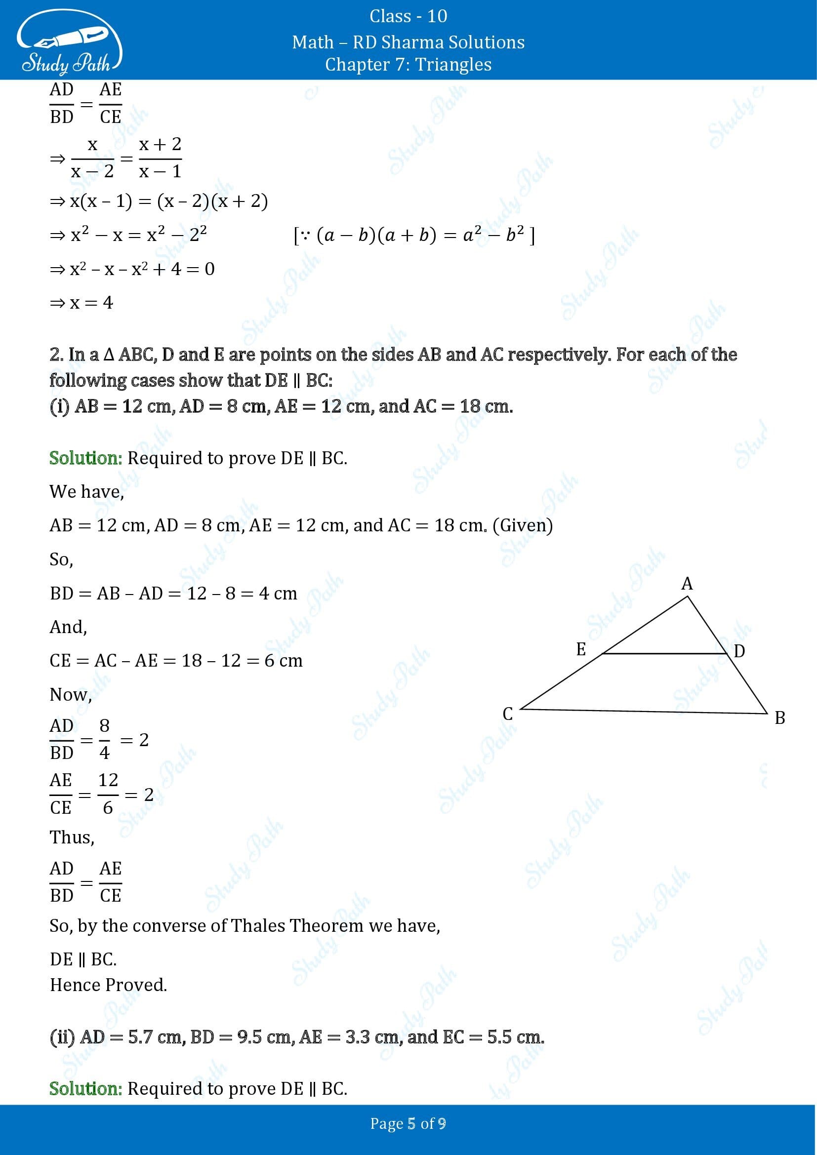 RD Sharma Solutions Class 10 Chapter 7 Triangles Exercise 7.2 00005