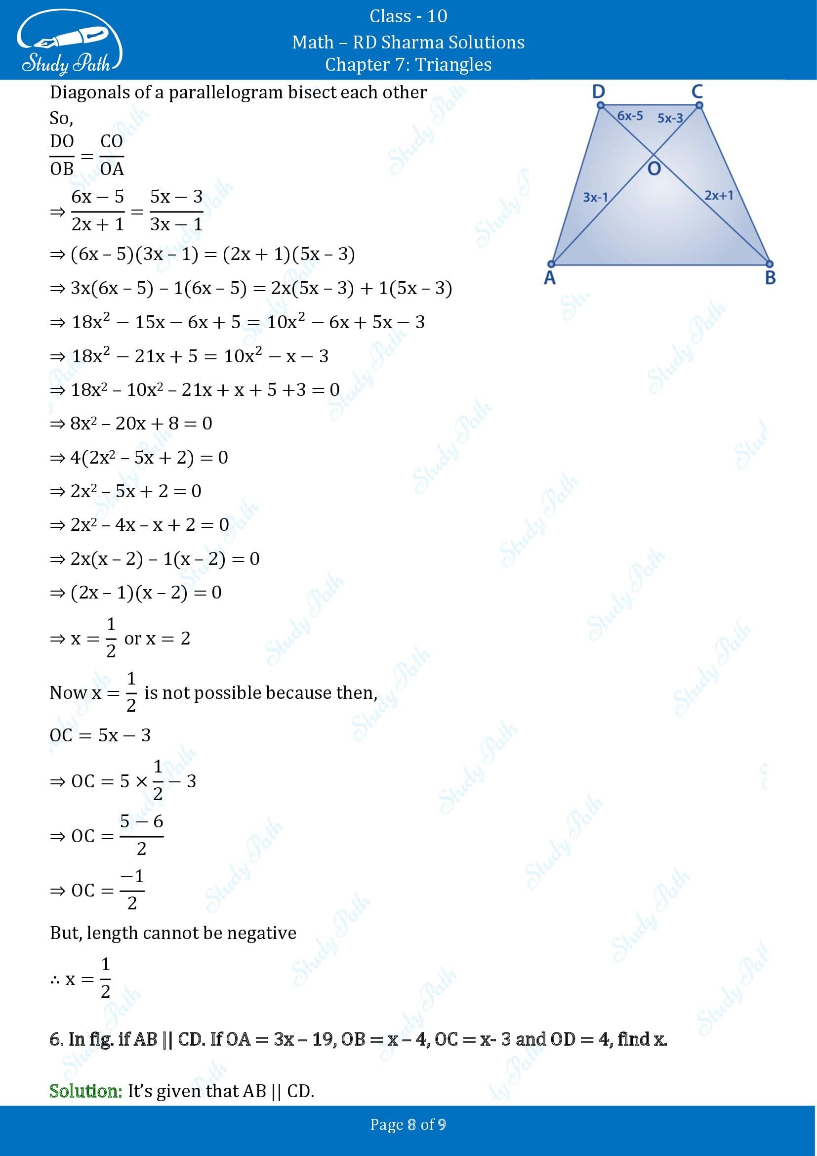 RD Sharma Solutions Class 10 Chapter 7 Triangles Exercise 7.2 00008