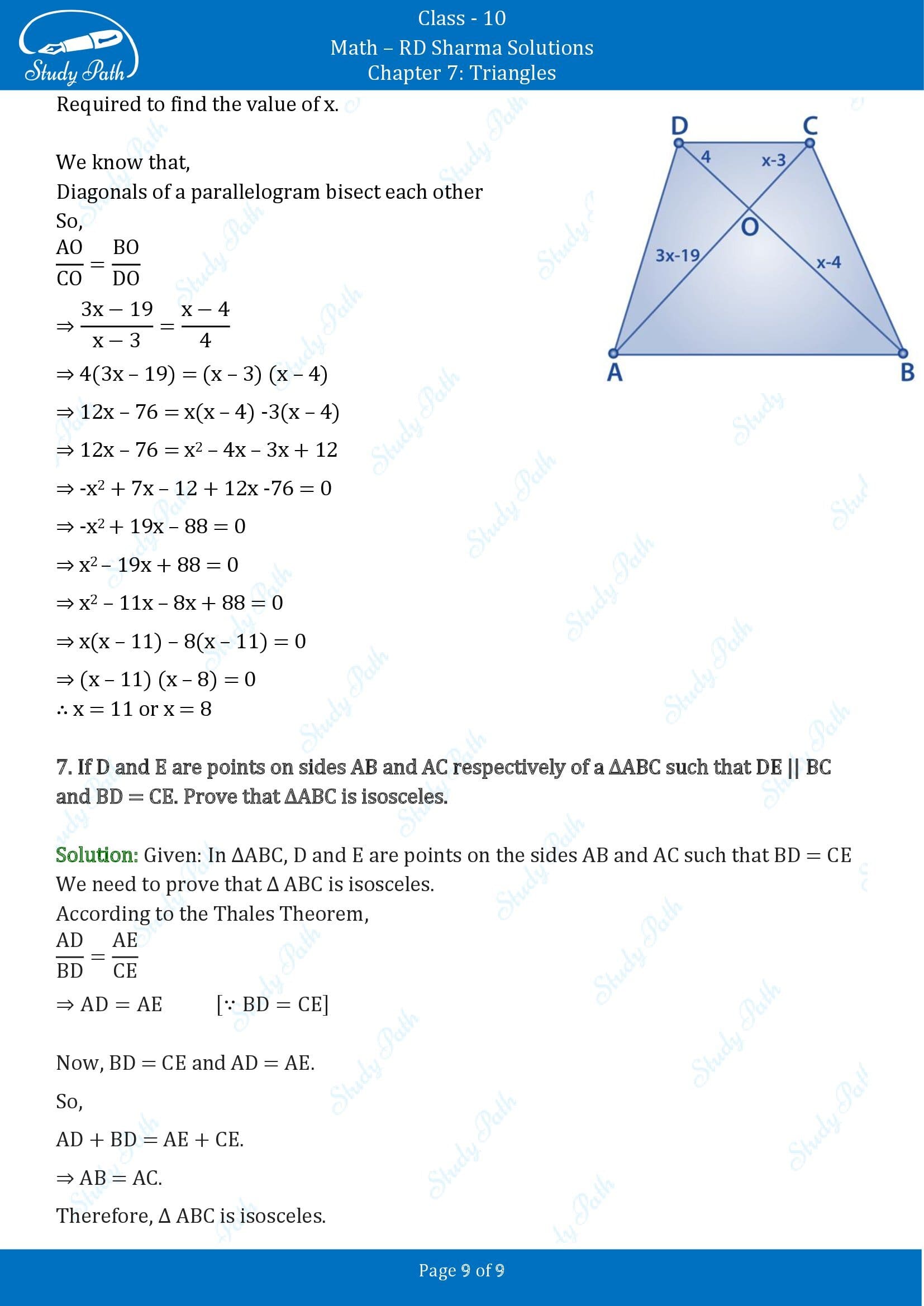 RD Sharma Solutions Class 10 Chapter 7 Triangles Exercise 7.2 00009