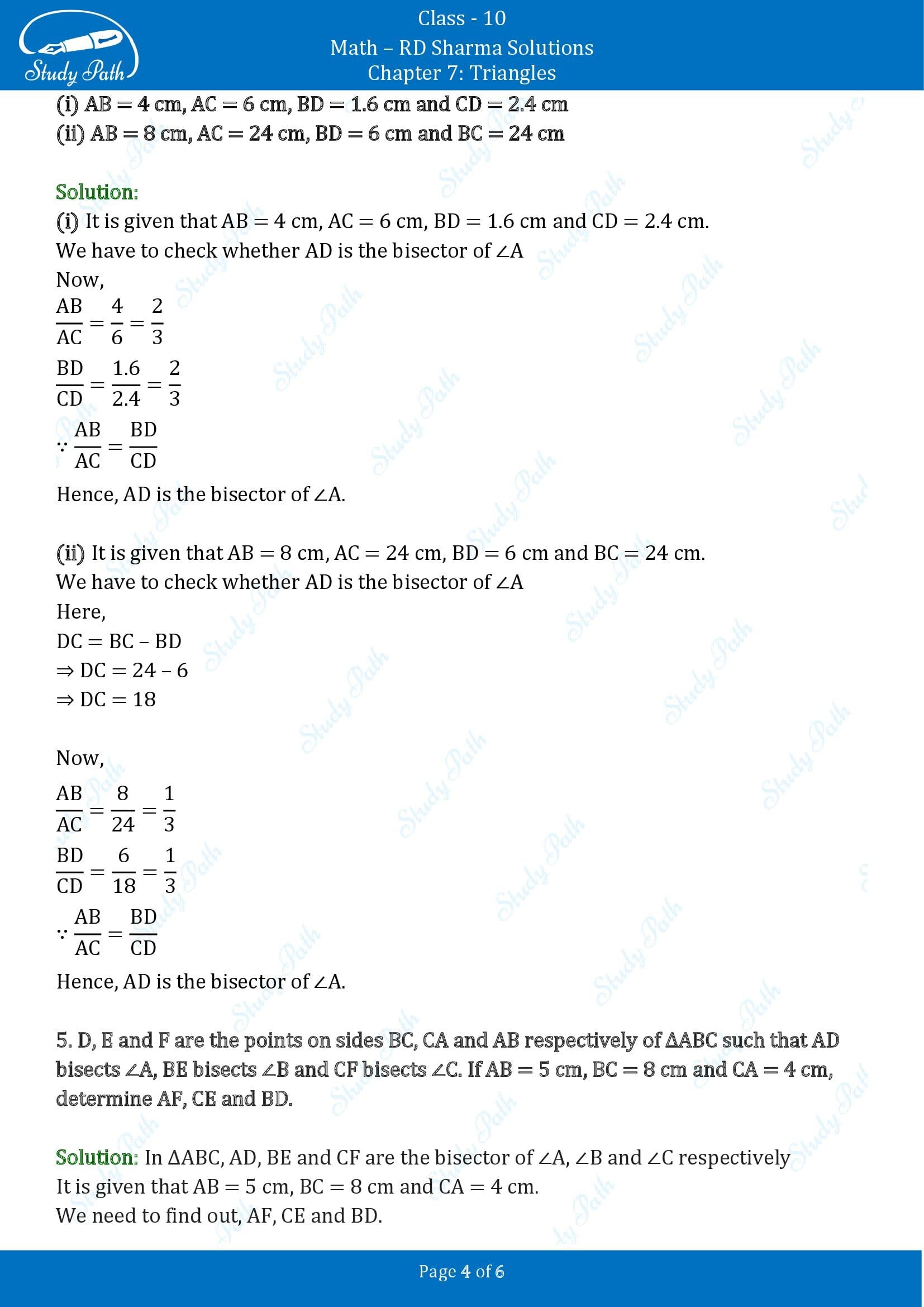 RD Sharma Solutions Class 10 Chapter 7 Triangles Exercise 7.3 00004