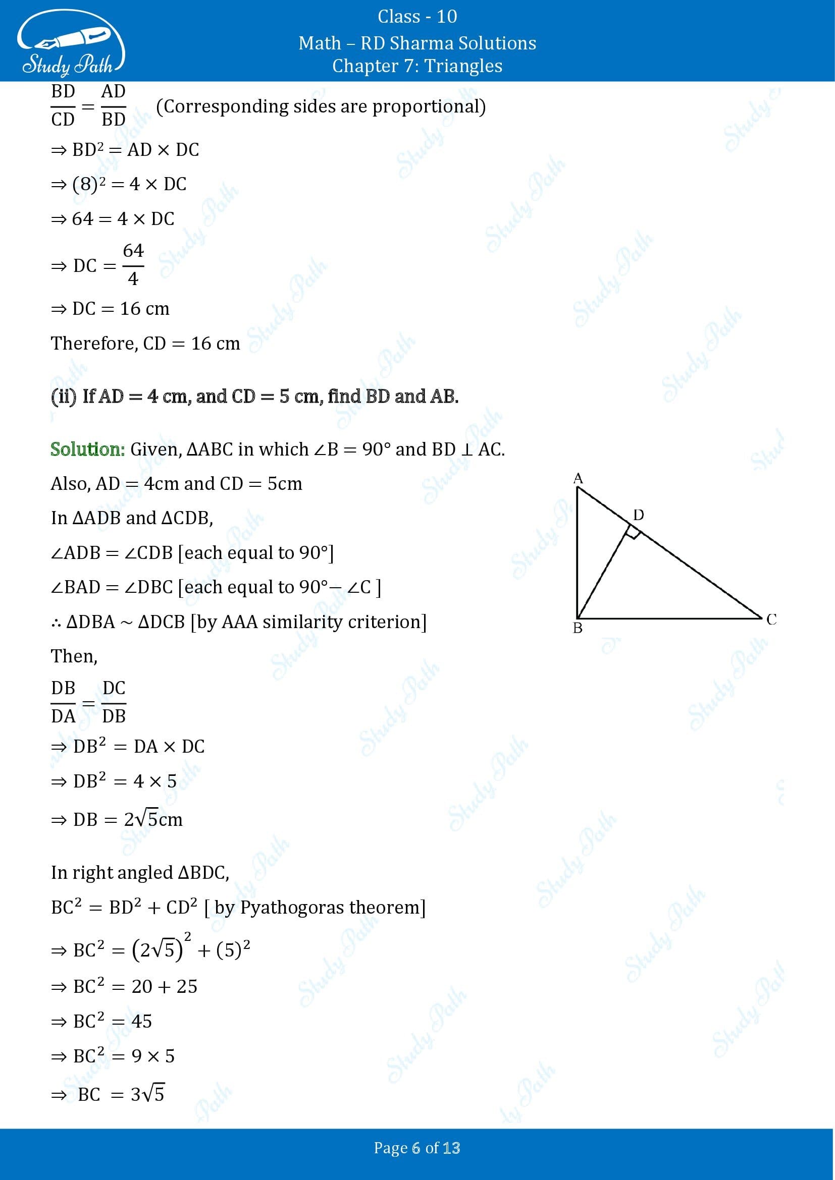 RD Sharma Solutions Class 10 Chapter 7 Triangles Exercise 7.4 00006