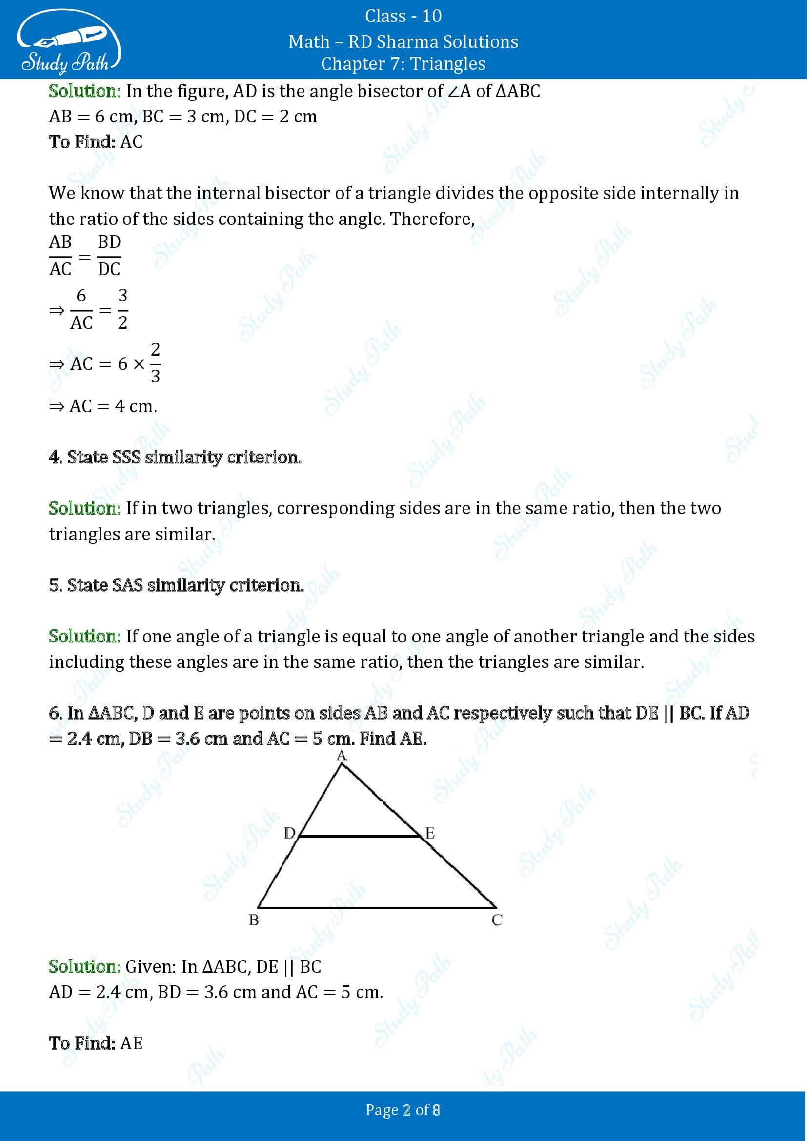 RD Sharma Solutions Class 10 Chapter 7 Triangles Very Short Answer Type Questions VSAQs 00002