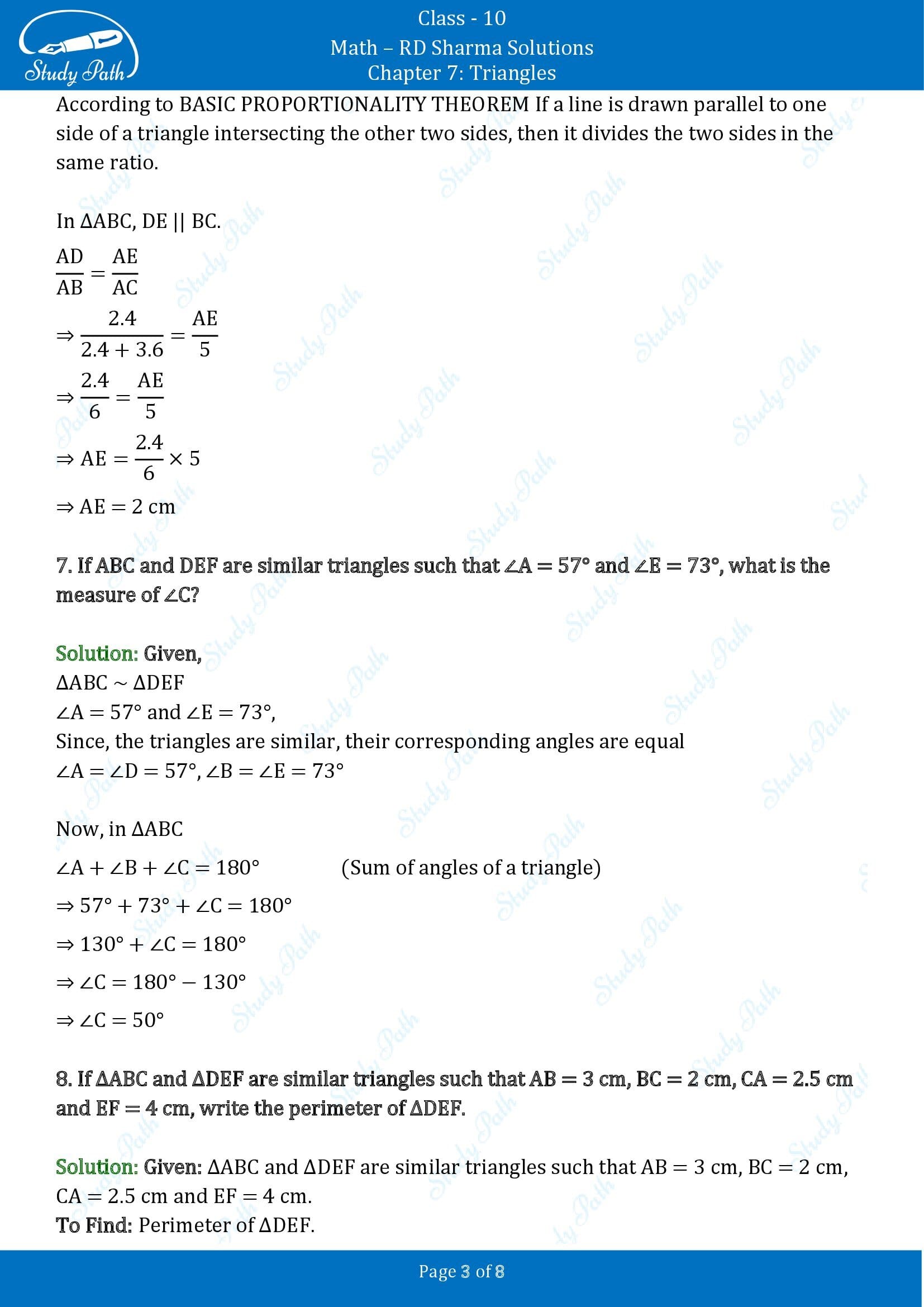 RD Sharma Solutions Class 10 Chapter 7 Triangles Very Short Answer Type Questions VSAQs 00003