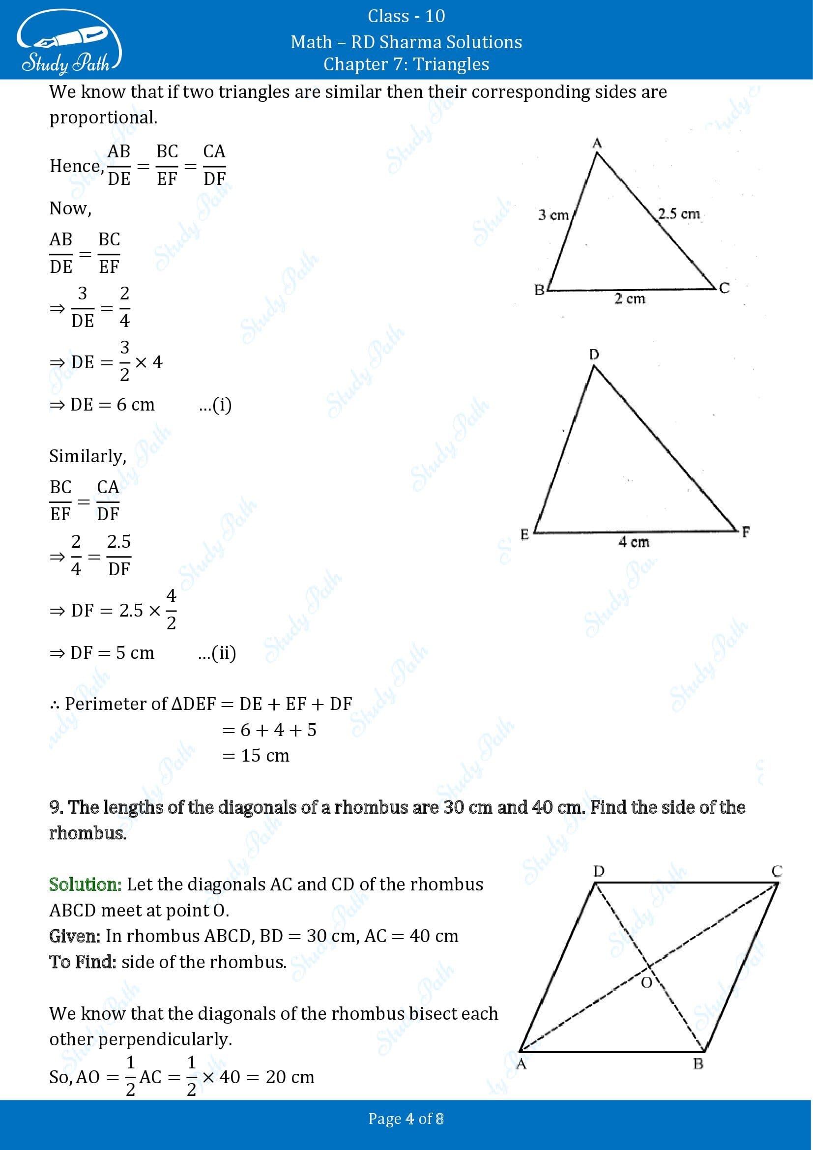 RD Sharma Solutions Class 10 Chapter 7 Triangles Very Short Answer Type Questions VSAQs 00004