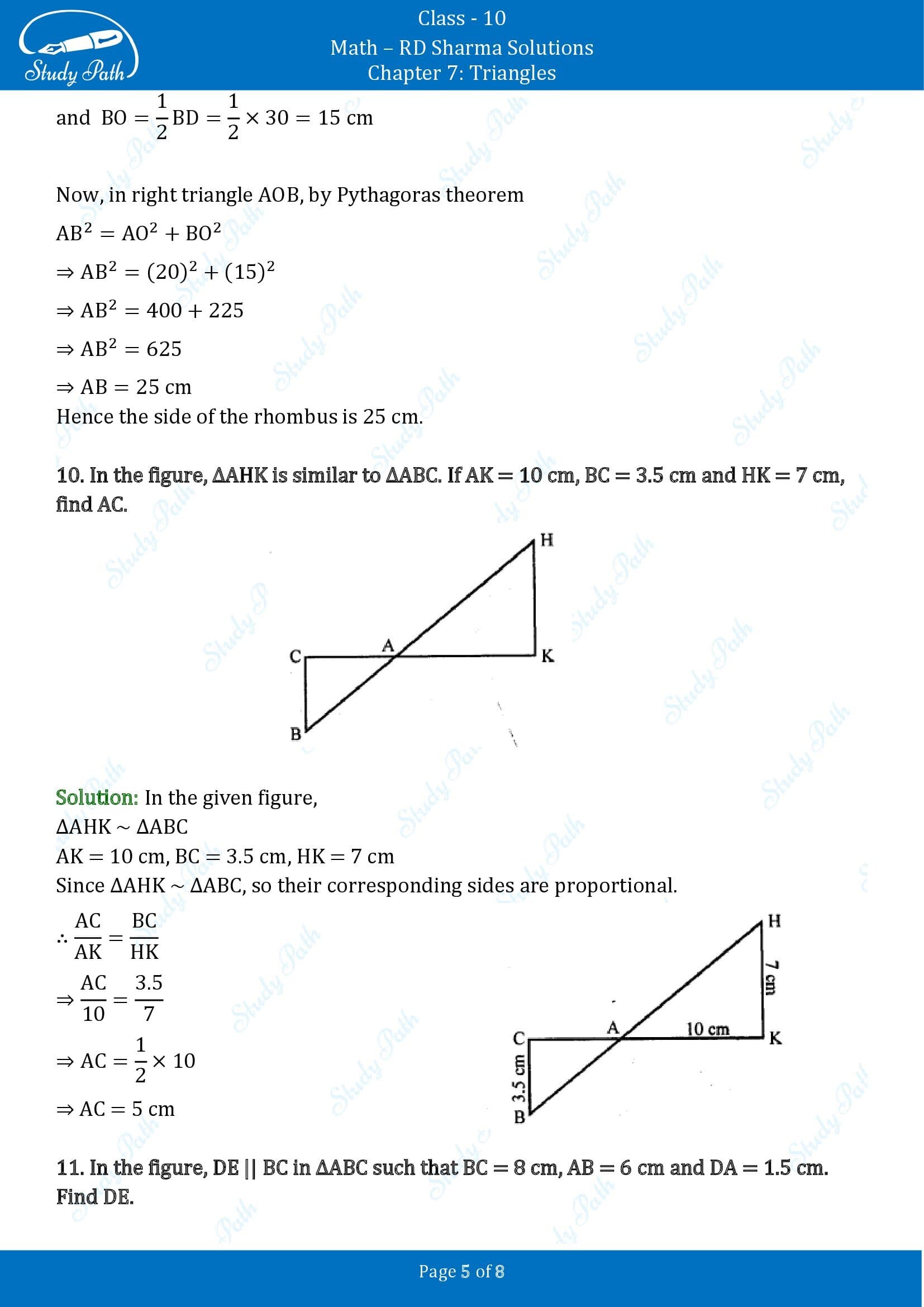 RD Sharma Solutions Class 10 Chapter 7 Triangles Very Short Answer Type Questions VSAQs 00005