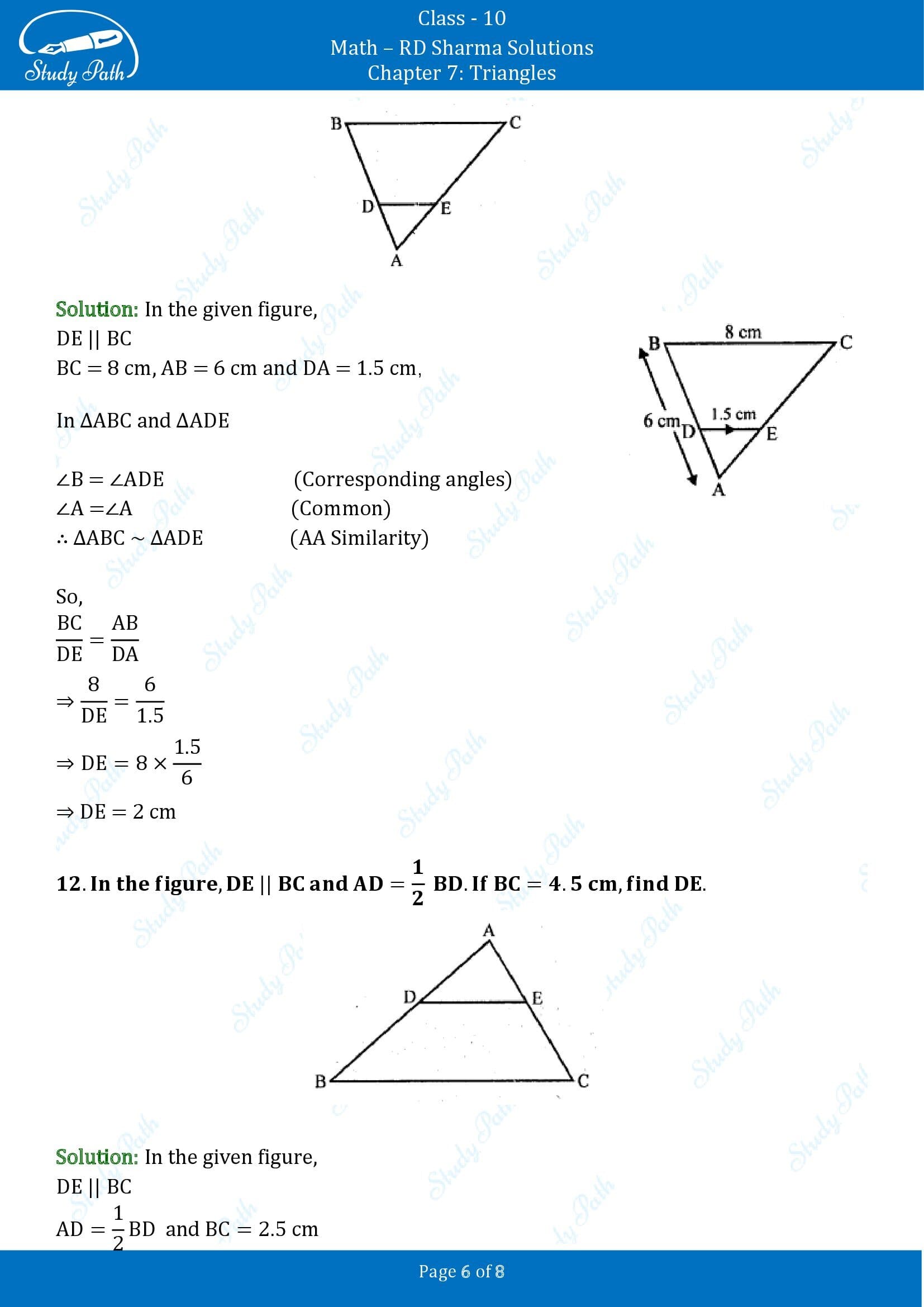 RD Sharma Solutions Class 10 Chapter 7 Triangles Very Short Answer Type Questions VSAQs 00006