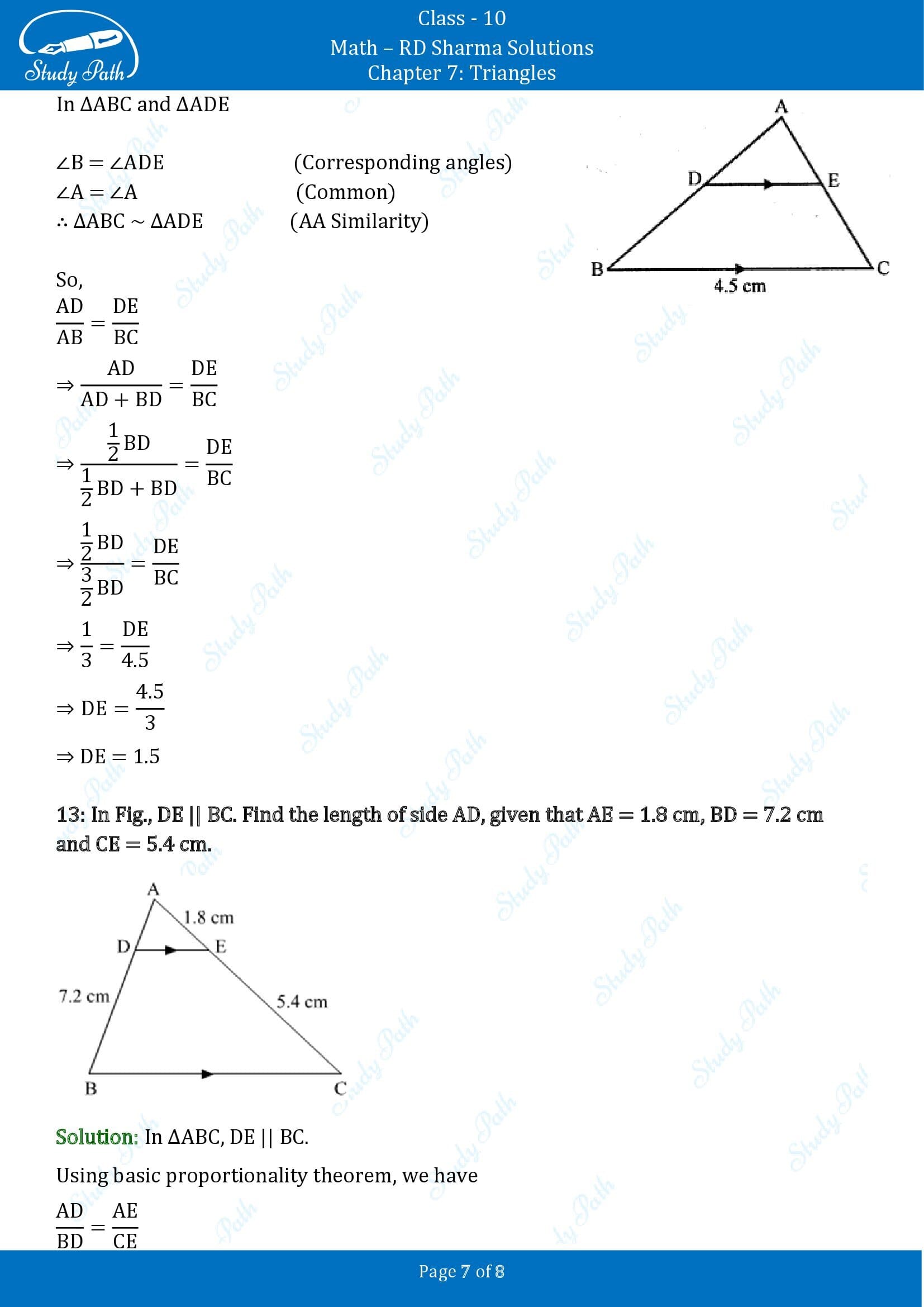 RD Sharma Solutions Class 10 Chapter 7 Triangles Very Short Answer Type Questions VSAQs 00007