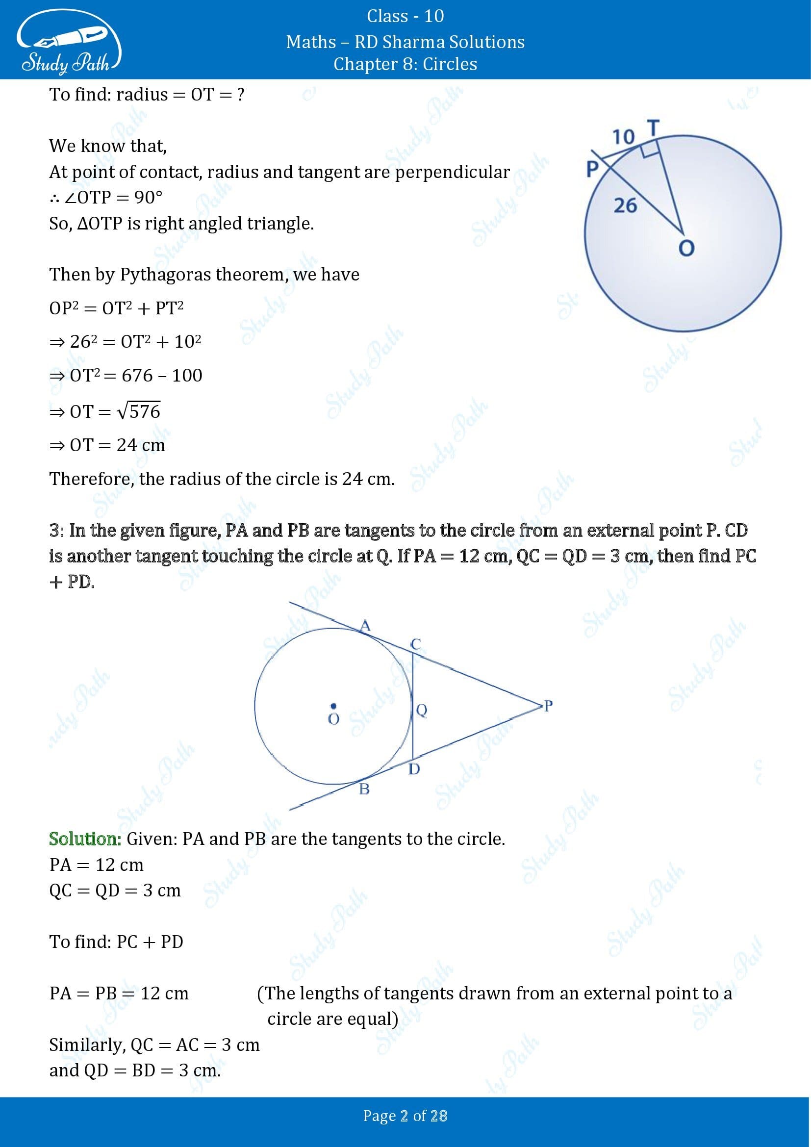 RD Sharma Solutions Class 10 Chapter 8 Circles Exercise 8.2 00002