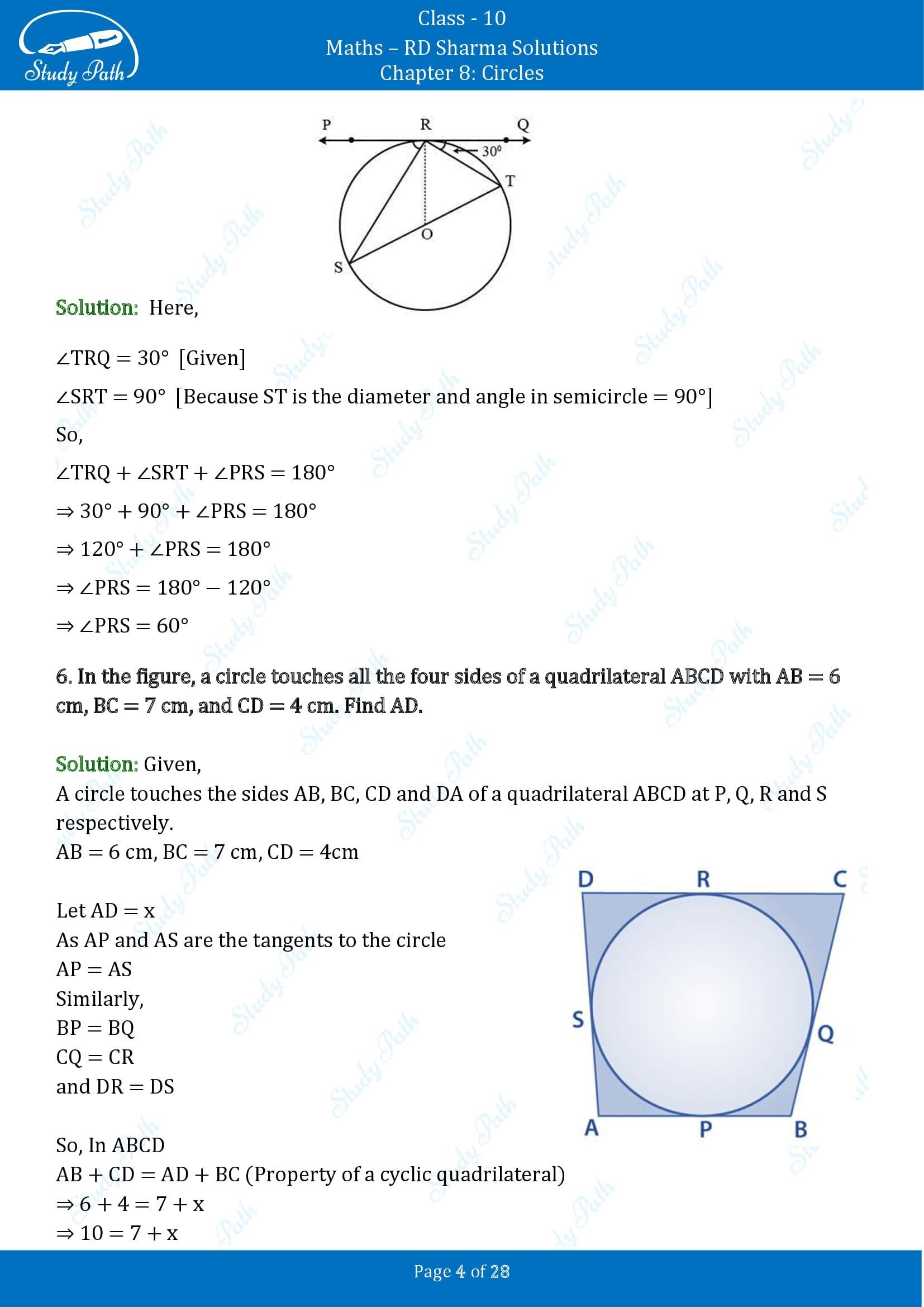 RD Sharma Solutions Class 10 Chapter 8 Circles Exercise 8.2 00004