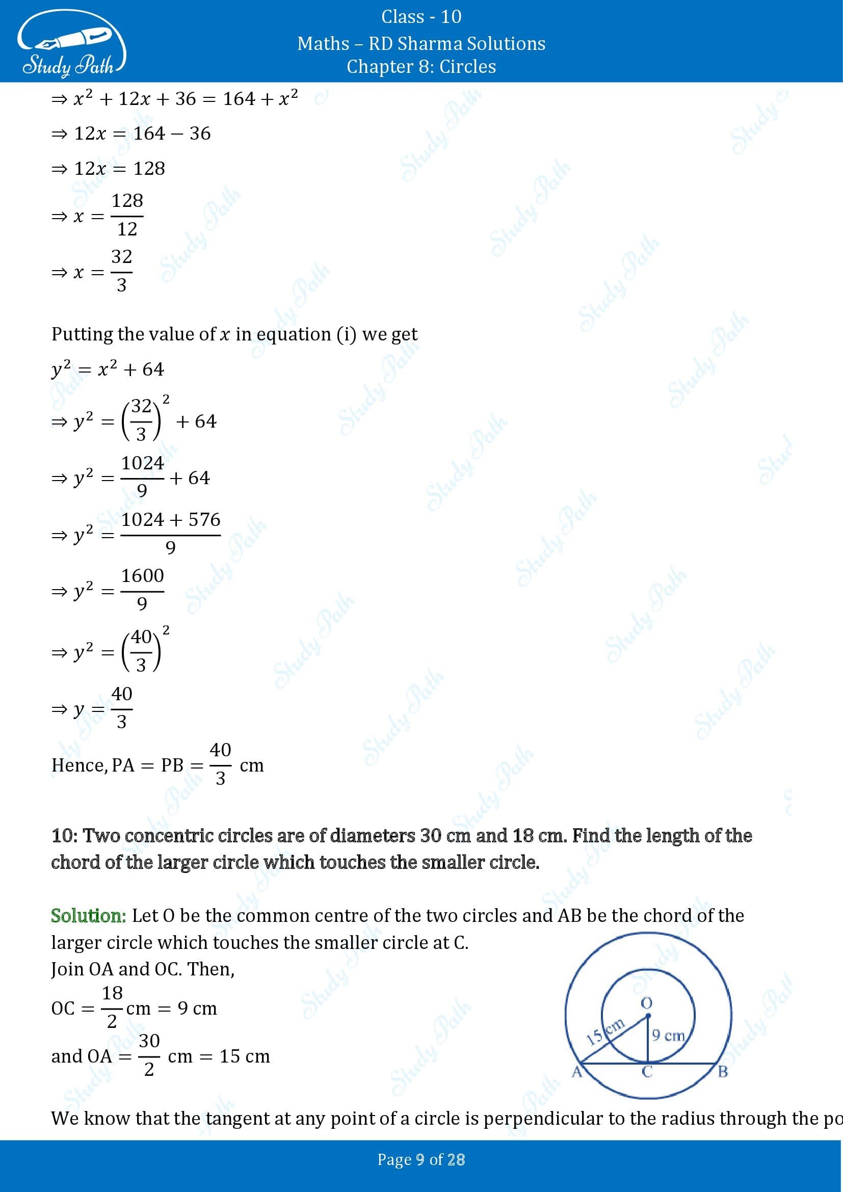 RD Sharma Solutions Class 10 Chapter 8 Circles Exercise 8.2 00009