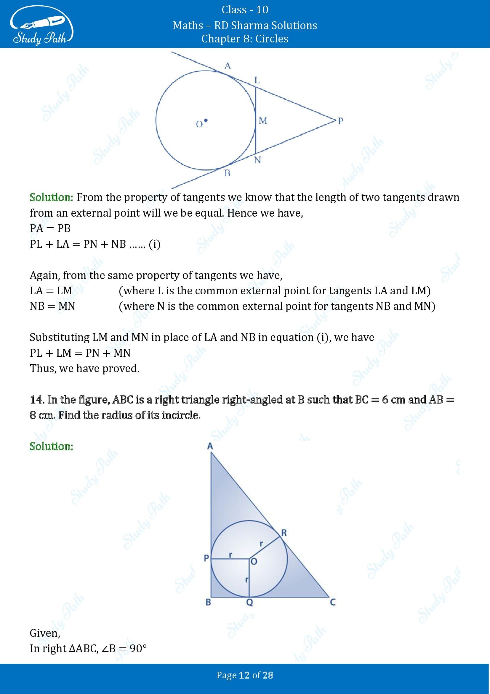 RD Sharma Solutions Class 10 Chapter 8 Circles Exercise 8.2 00012