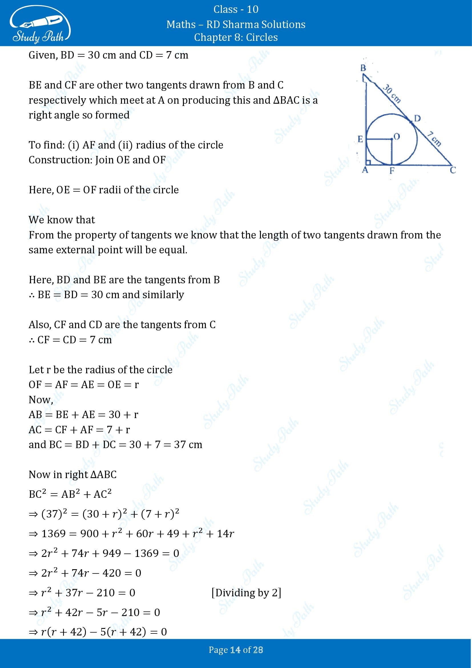 RD Sharma Solutions Class 10 Chapter 8 Circles Exercise 8.2 00014