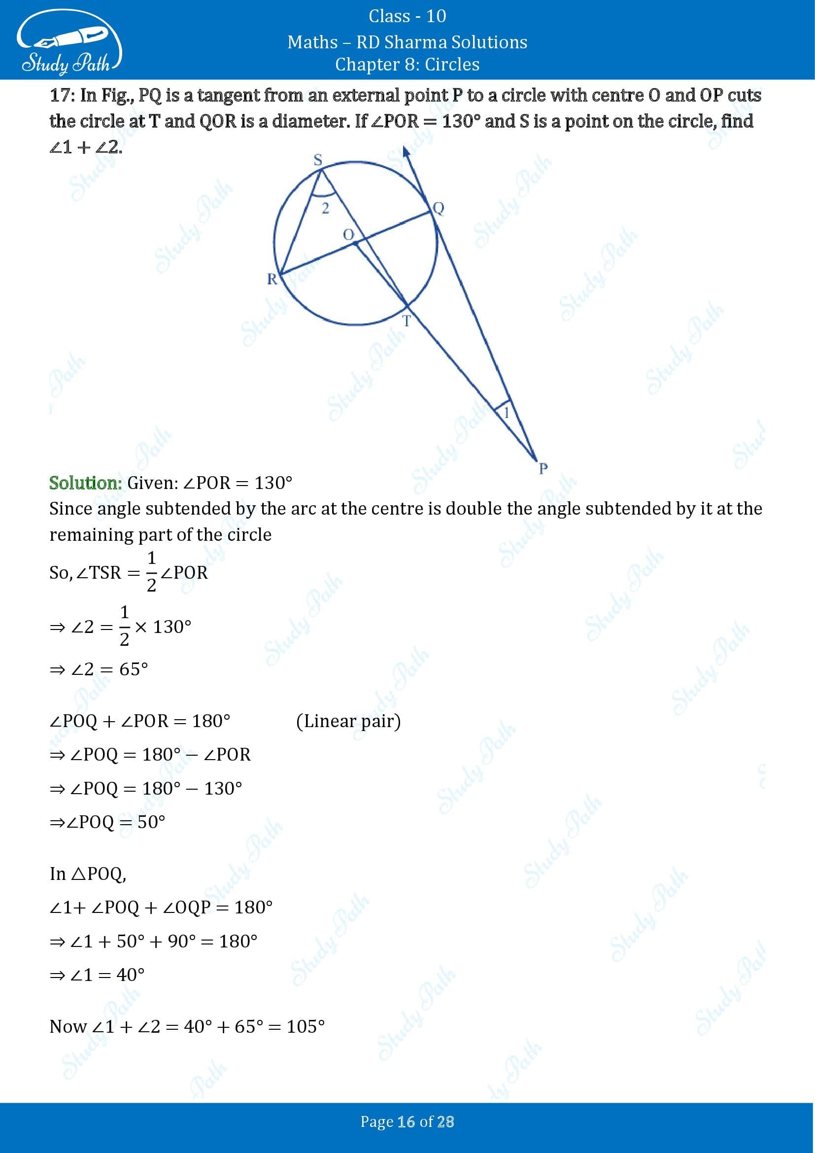 RD Sharma Solutions Class 10 Chapter 8 Circles Exercise 8.2 00016