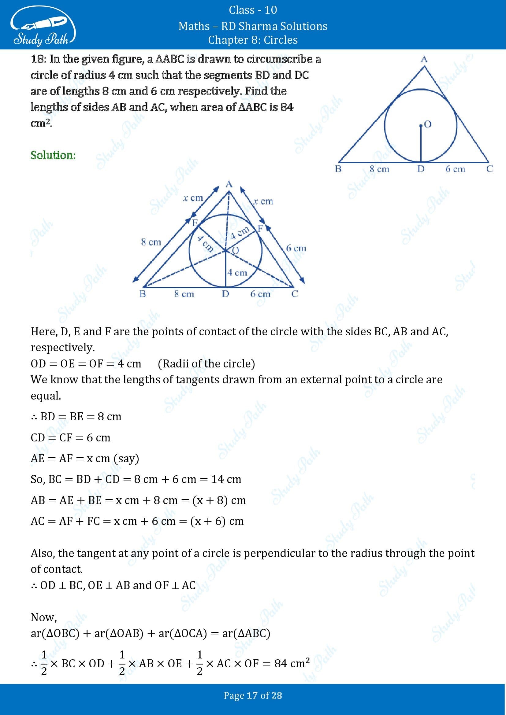 RD Sharma Solutions Class 10 Chapter 8 Circles Exercise 8.2 00017