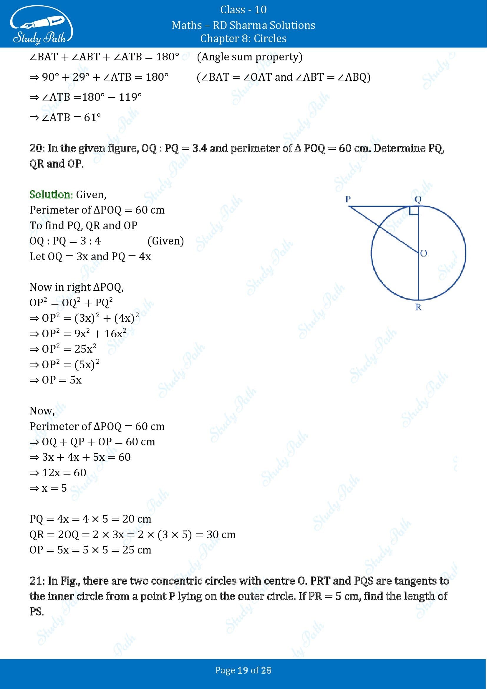 RD Sharma Solutions Class 10 Chapter 8 Circles Exercise 8.2 00019